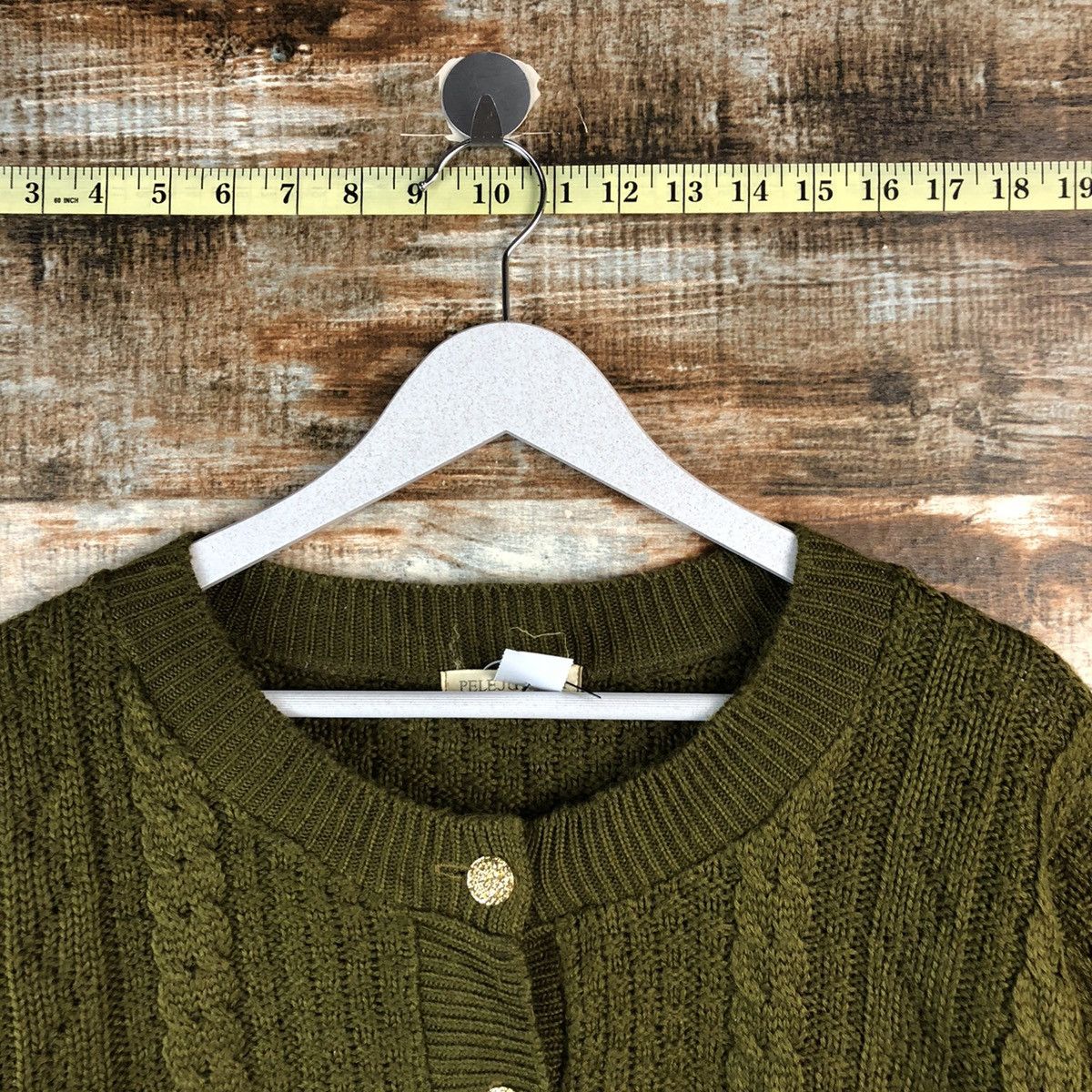 Japanese Brand Pelejutienu Green Patterned Cardigans #A2496 Size M / US 6-8 / IT 42-44 - 4 Thumbnail