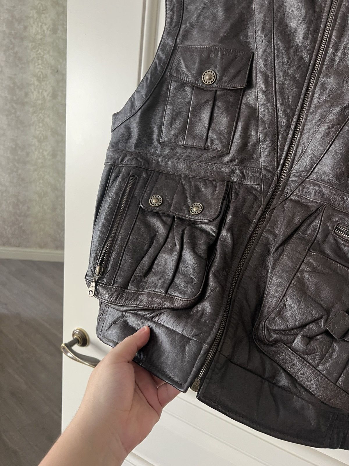 Genuine Leather Vintage Yorn Leather Vest Men’s Brown Genuine Leather Moto Size US L / EU 52-54 / 3 - 11 Thumbnail