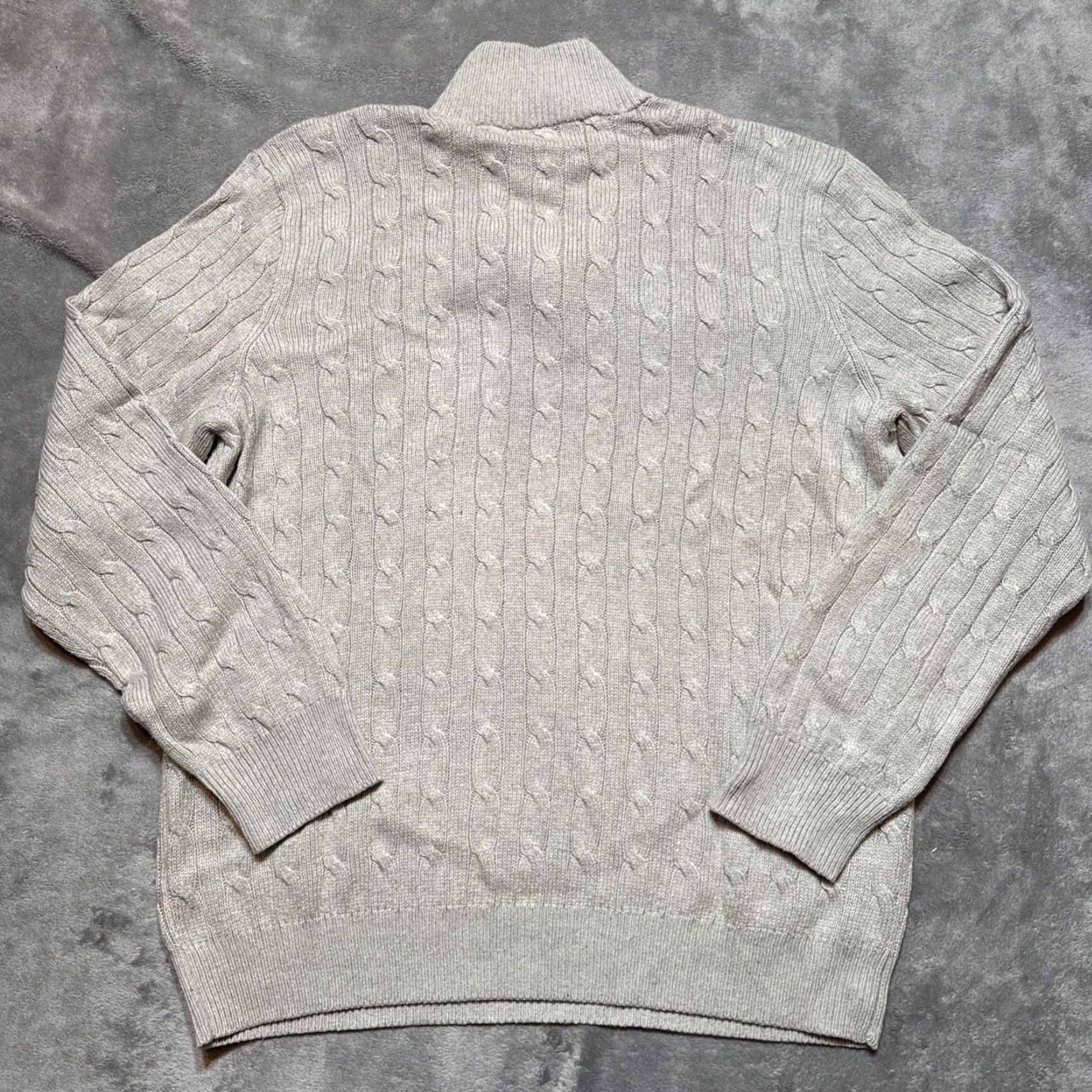 Polo Ralph Lauren Polo Ralph Lauren Sweater Mens XL Gray Cable Knit 1/4 Zip Silk Size US XL / EU 56 / 4 - 6 Thumbnail