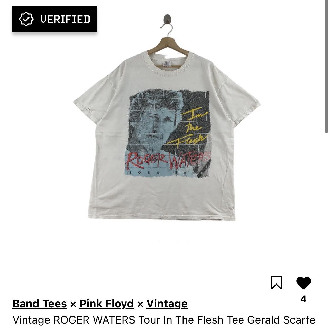 Band Tees Vintage ROGER WATERS Tour In The Flesh Tee Gerald Scarfe Art Size US M / EU 48-50 / 2 - 7 Thumbnail