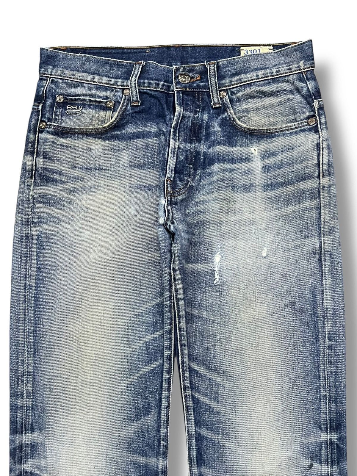 G-Star Vintage G-Star Raw 3301 - Faded Whisker Wash, Distressed Size US 32 / EU 48 - 4 Thumbnail