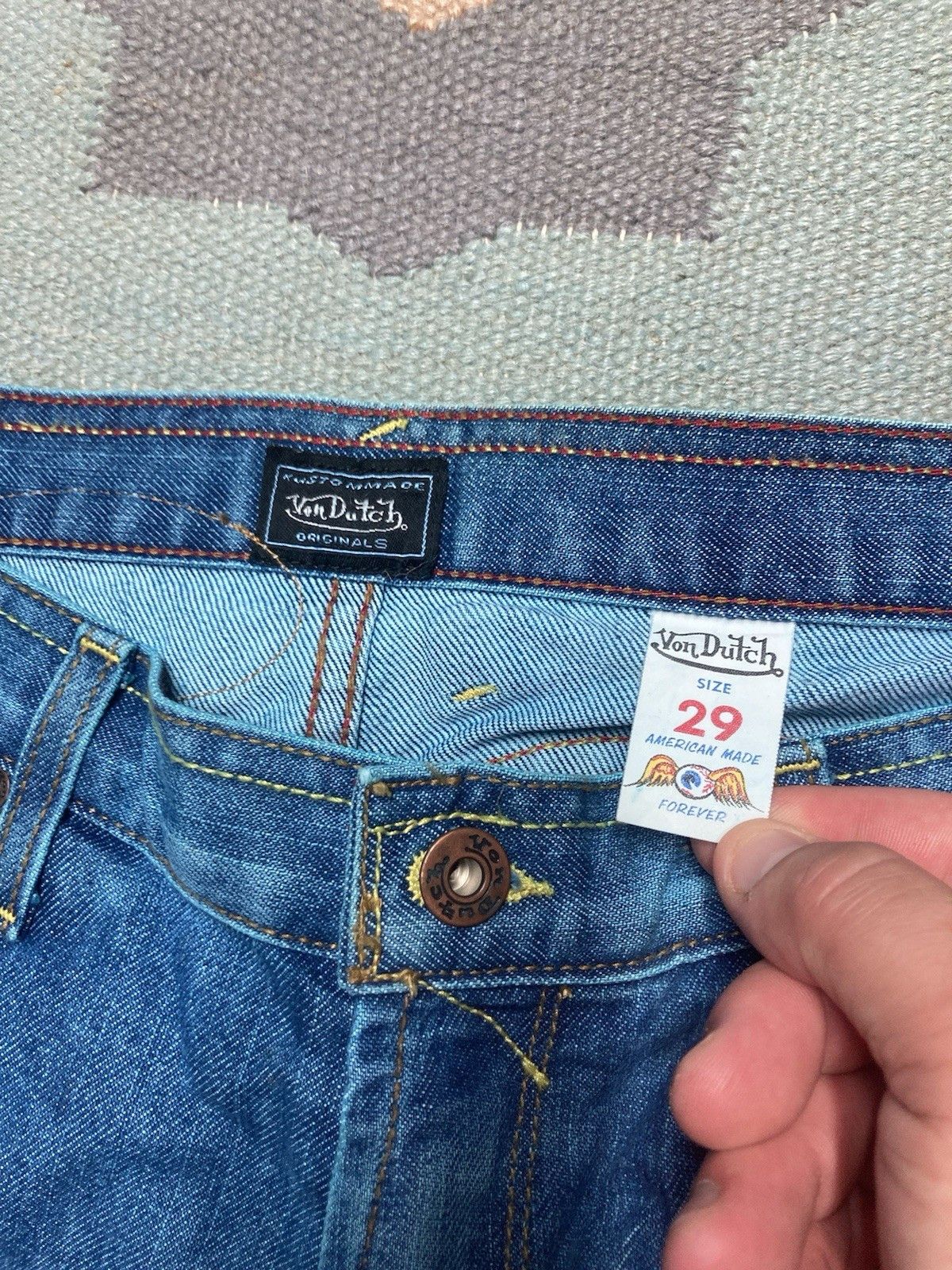 Vintage NEW Von Dutch denim jeans flare leg DEADSTOCK NWT 30x33 Size 30" / US 8 / IT 44 - 5 Thumbnail