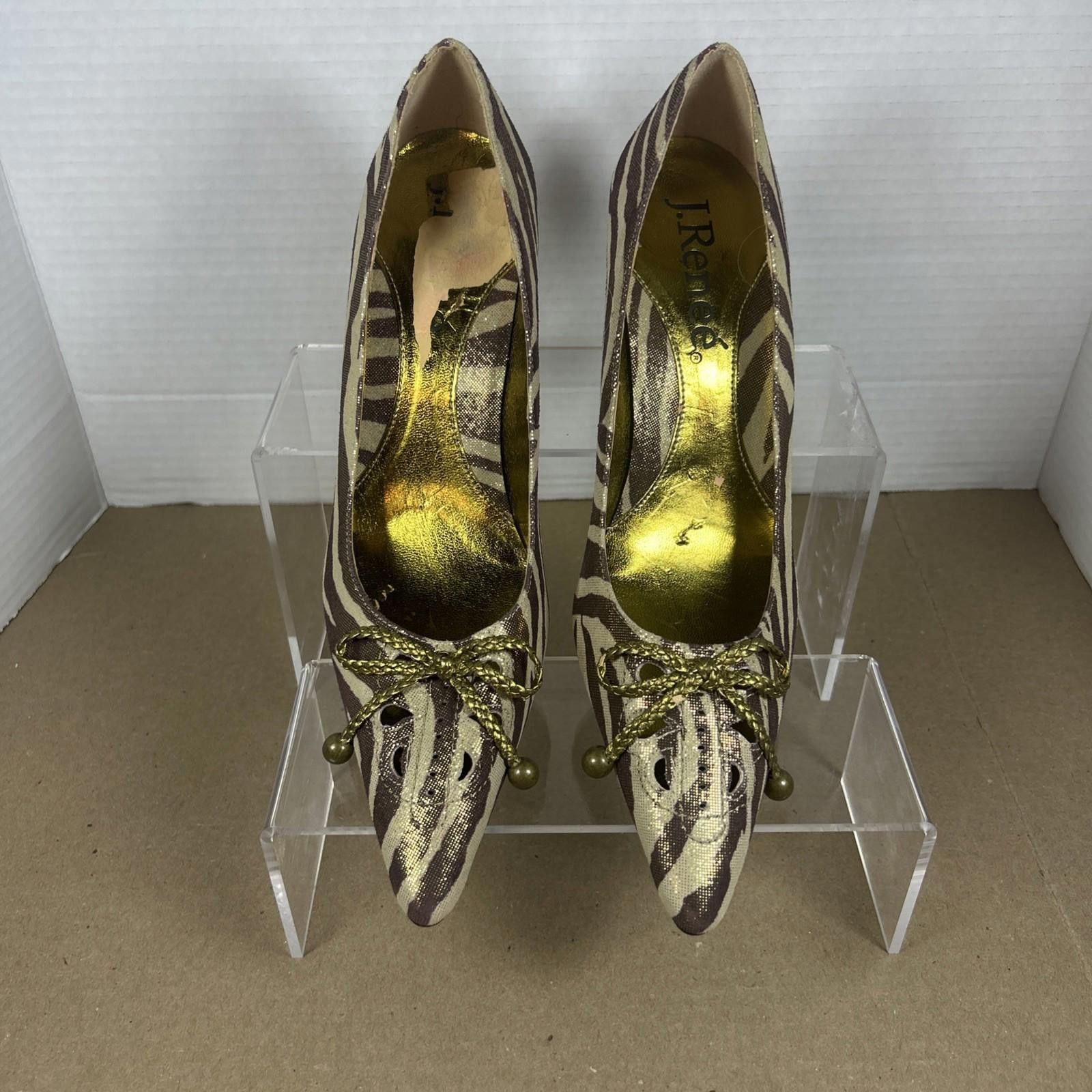 Designer J RENEE' Leather Tiger Stripe Copper Shine Stiletto Size 6.5 Size US 6.5 / IT 36.5 - 2 Thumbnail