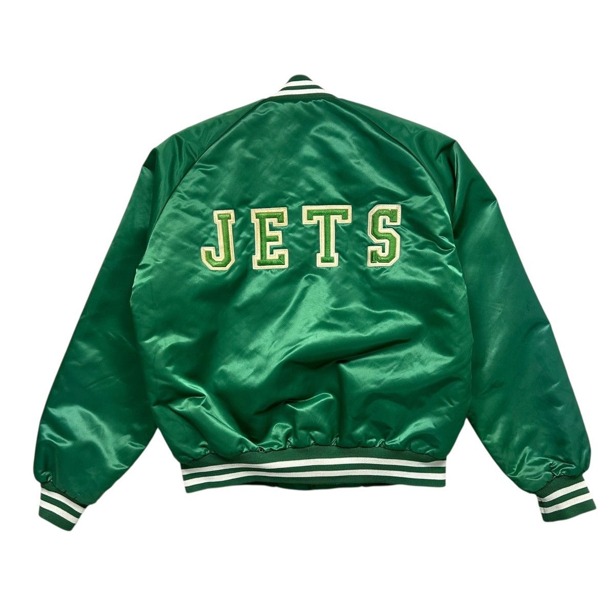 NFL VTG 90s NEW YORK JETS CHALK LINE SATIN JACKET SPELL OUT Size US L / EU 52-54 / 3 - 1 Thumbnail