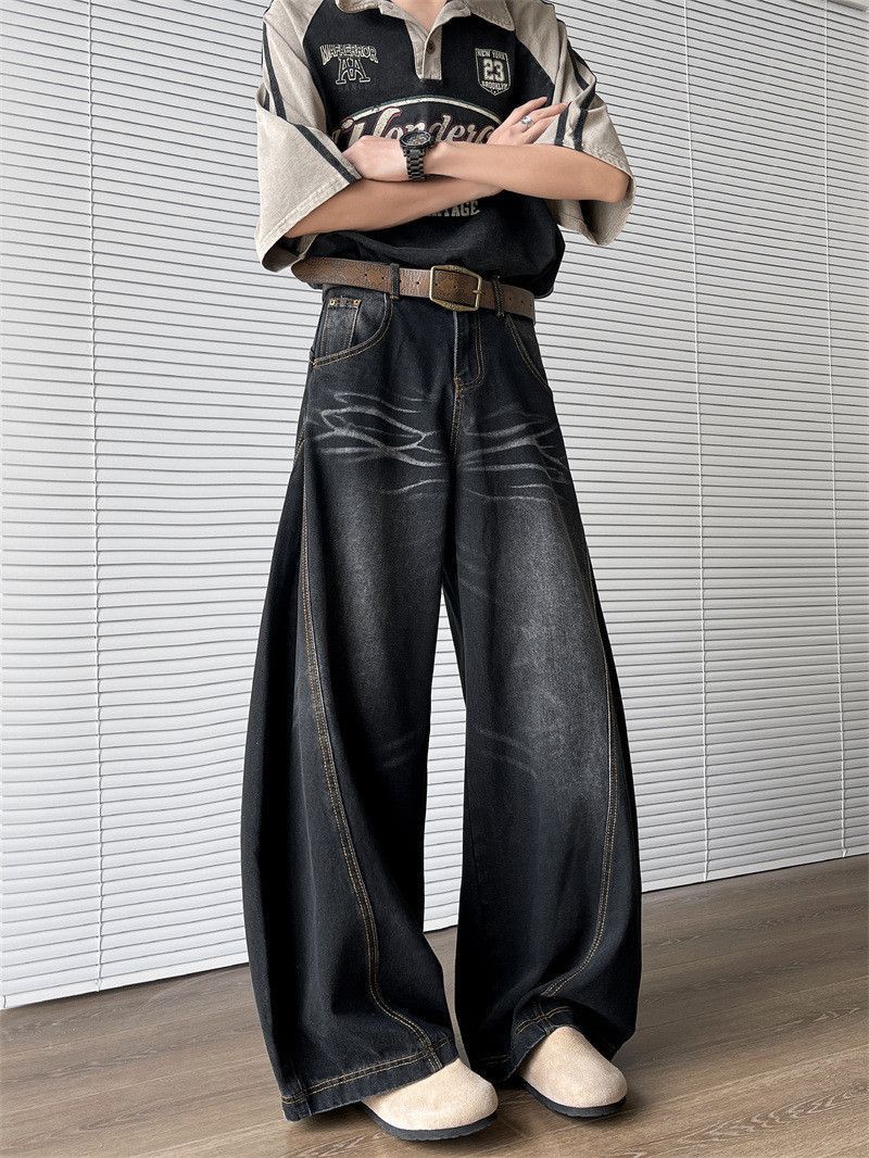 Japanese Brand Retro loose wide leg cat whisker jeans Size US 32 / EU 48 - 4 Thumbnail