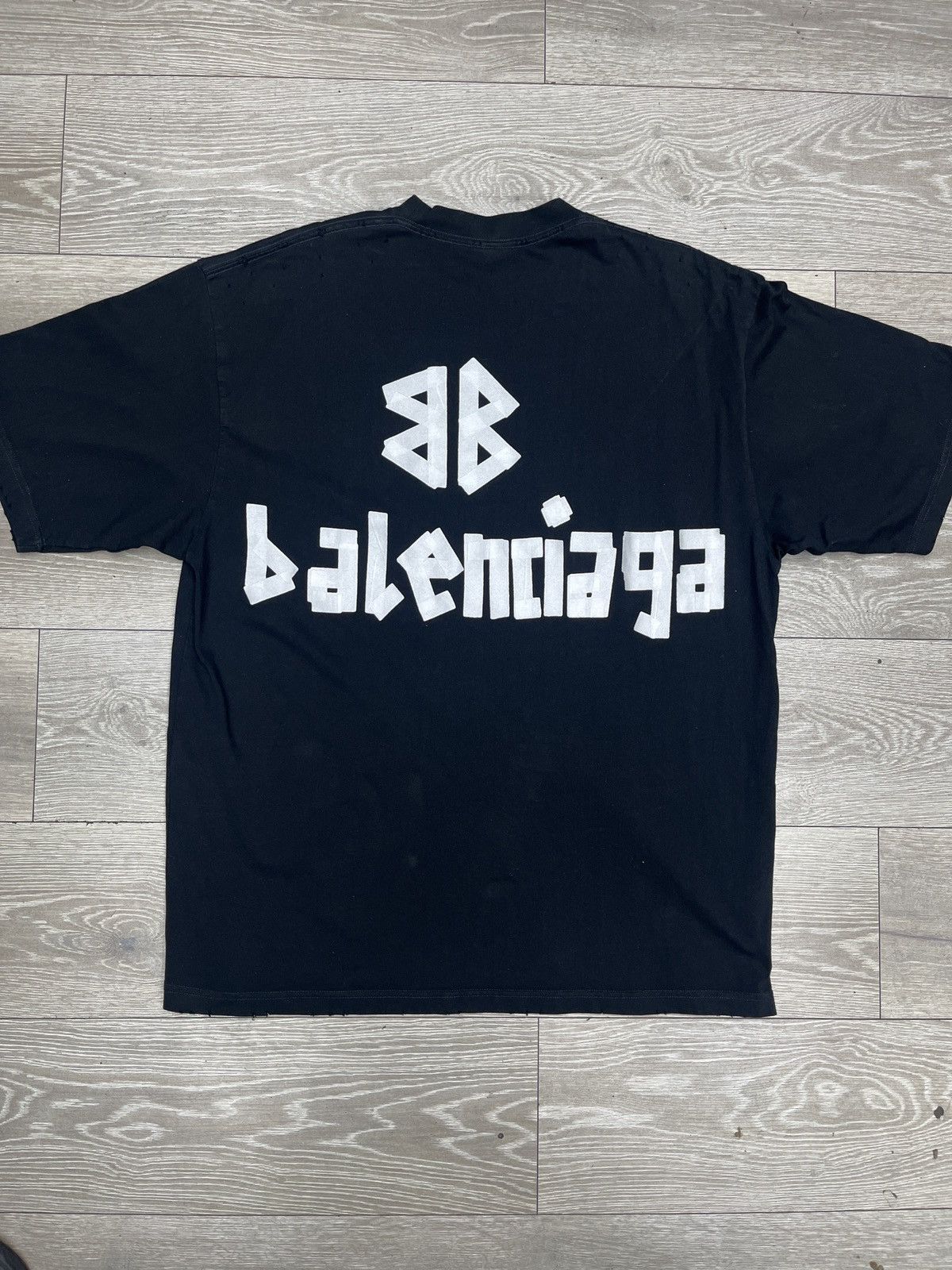 Balenciaga Balenciaga Black Cotton Oversized Tape Logo Tee Size US M / EU 48-50 / 2 - 5 Thumbnail