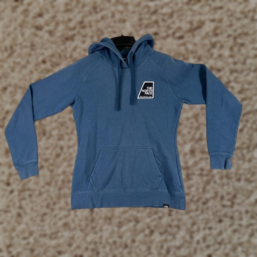 The North Face The North Face Hoodie Womens Small Blue Pullover Logo Sweater Cotton Blend Size S / US 4 / IT 40 - 1 Thumbnail