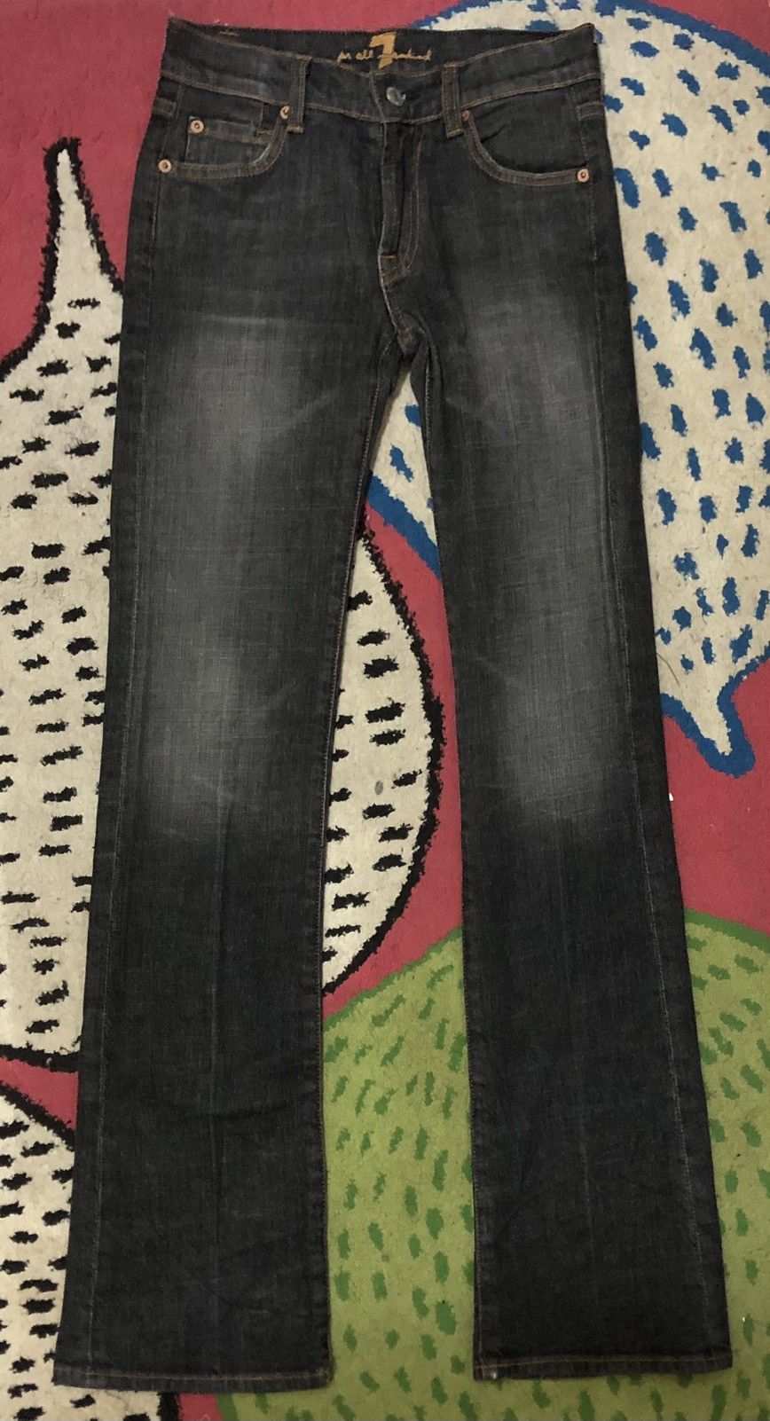 7 For All Mankind 7 For All Mankind Frayed Mud Wash Flares Distressed Jeans Size 24" / US 00 / IT 34 - 1 Thumbnail