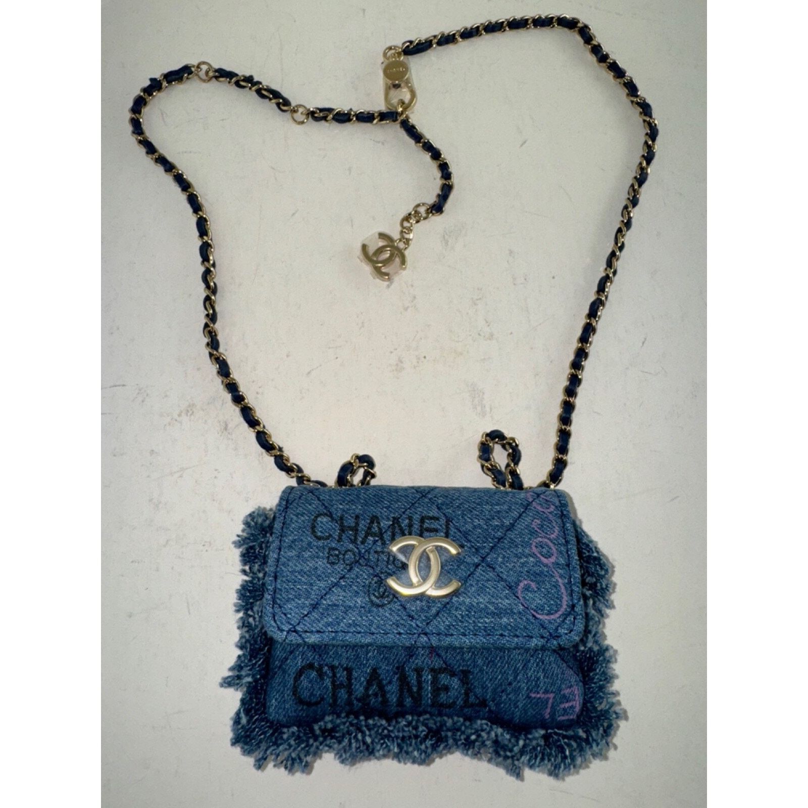 Chanel Chanel Black Pink CC Logo Frayed Credit Card Belt Bag Size ONE SIZE - 14 Thumbnail