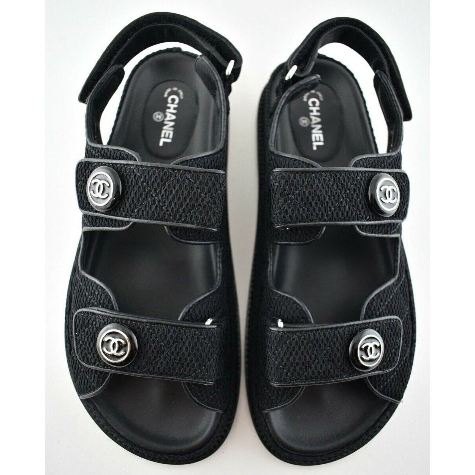 Chanel Chanel 21C Black Fabric Silver Logo Mule Slide Strap Flat Size US 9.5 / IT 39.5 - 1 Thumbnail