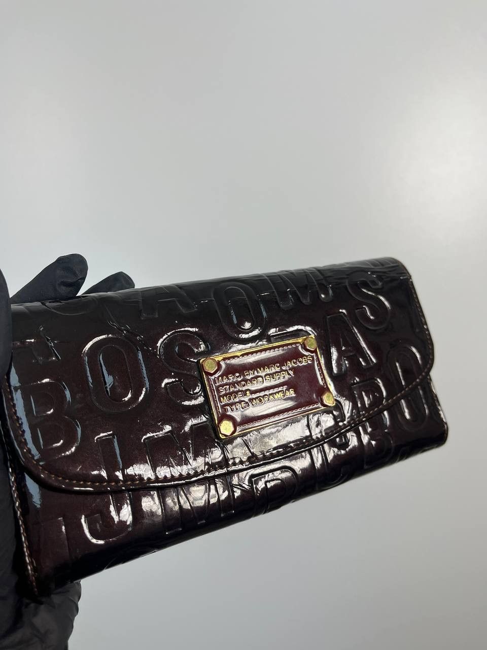 Marc by Marc Jacobs Marc By Marc Jacobs Patent Leather Wallet Black Logo Size ONE SIZE - 4 Thumbnail