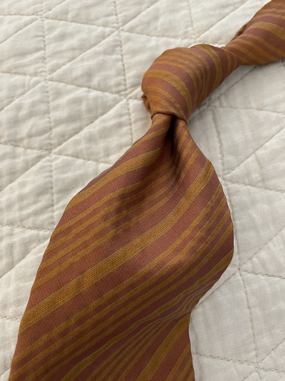 Calvin Klein Collection Seersucker Stripe Silk Tie Size ONE SIZE - 2 Thumbnail