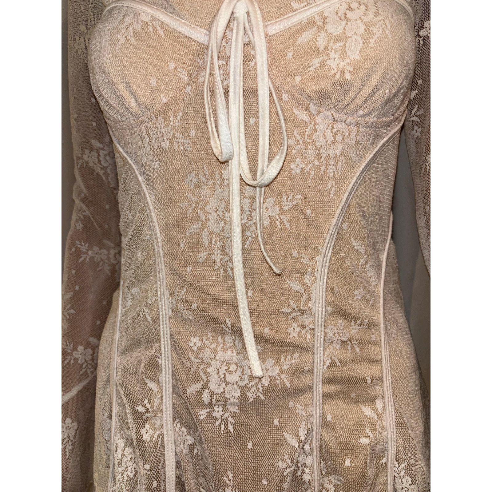 Shein SHEIN Size Medium Long Sleeved Sheer Lace Mini Dress Size M / US 6-8 / IT 42-44 - 3 Thumbnail