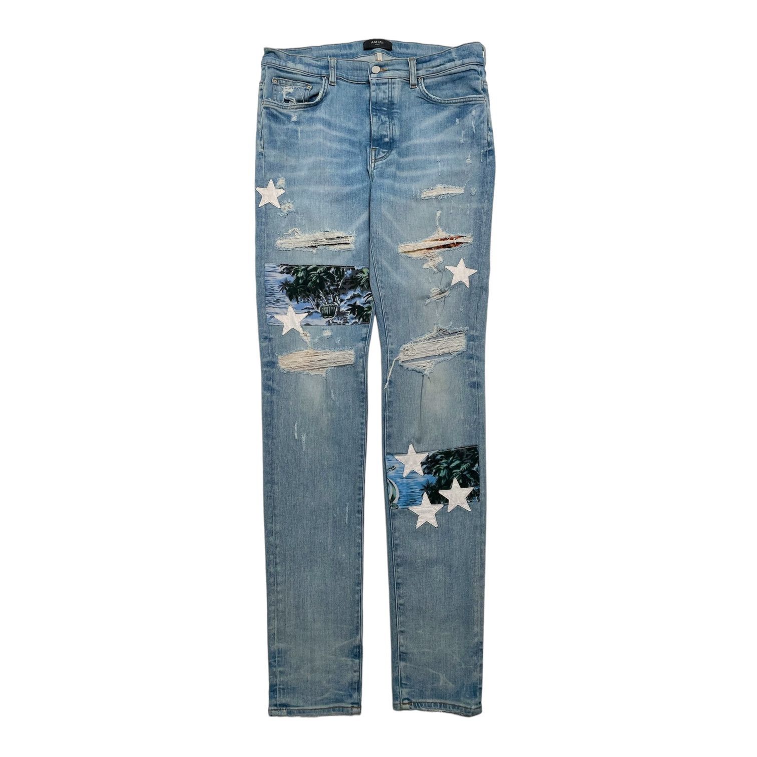 image of Amiri Hawaiian Star Patch Jeans Clay Indigo, Men's (Size 36)