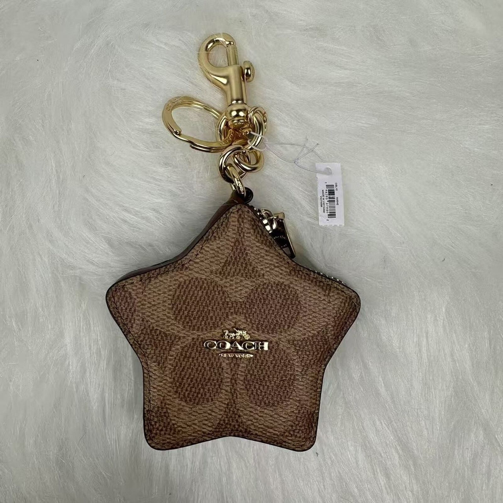 Coach Coach Star Bag Charm Coin Case Pouch Sig Canvas Tan Brown Size ONE SIZE - 2 Thumbnail