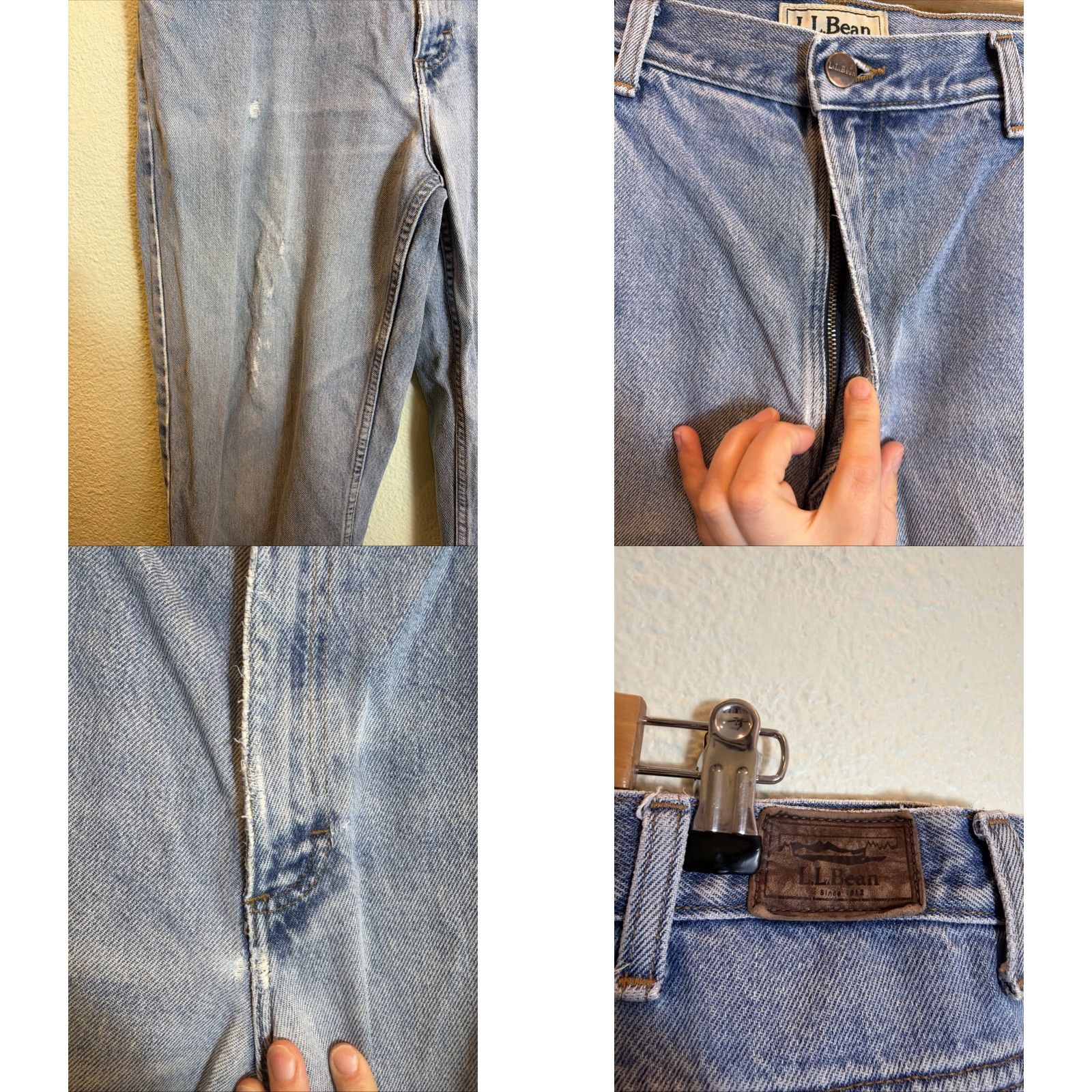 Vintage Y2K LL Bean Mens Jeans Relaxed Fit 38x34 Light Wash Distressed Blue Straight Jeans Mens Size US 38 / EU 54 - 8 Thumbnail