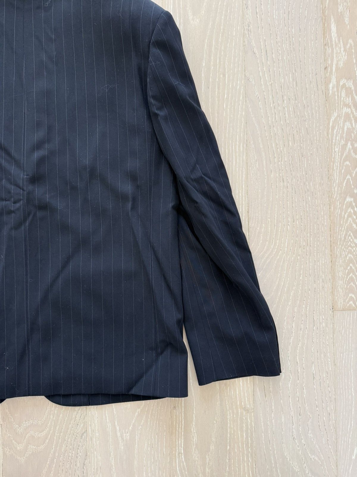 Acne Studios Acne Studios Navy Grey Pinstripe Twill Blazer Size 44R - 11 Thumbnail