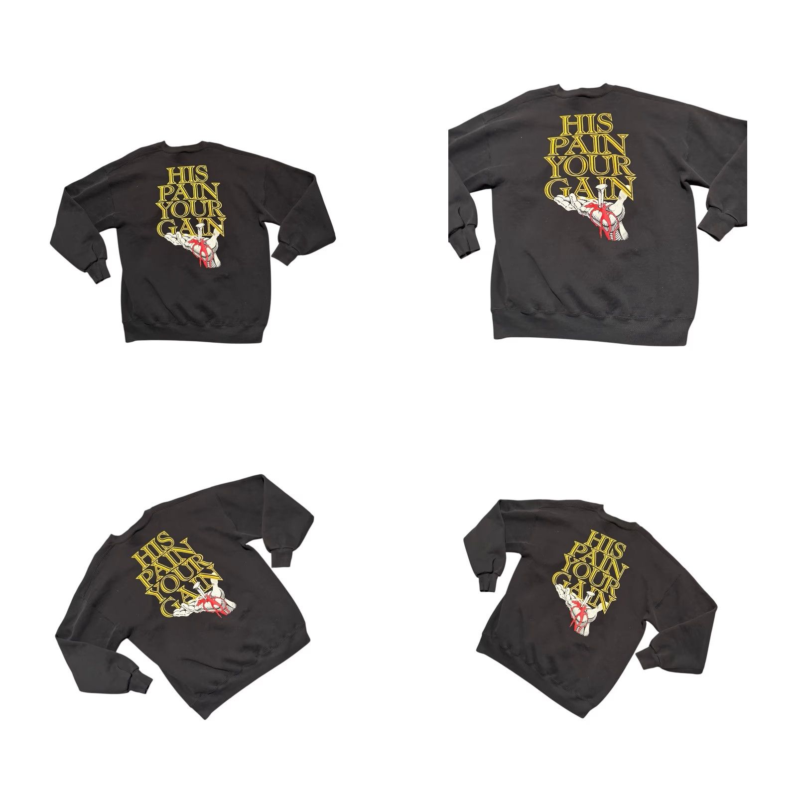 Vintage VINTAGE 1990 Lord's Gym His Pain Your Gain Jesus Crewneck Sweatshirt XL Black Cotton Fleece Graphic Print Logo Men's 90s Grunge Pullover Size US XL / EU 56 / 4 - 8 Thumbnail