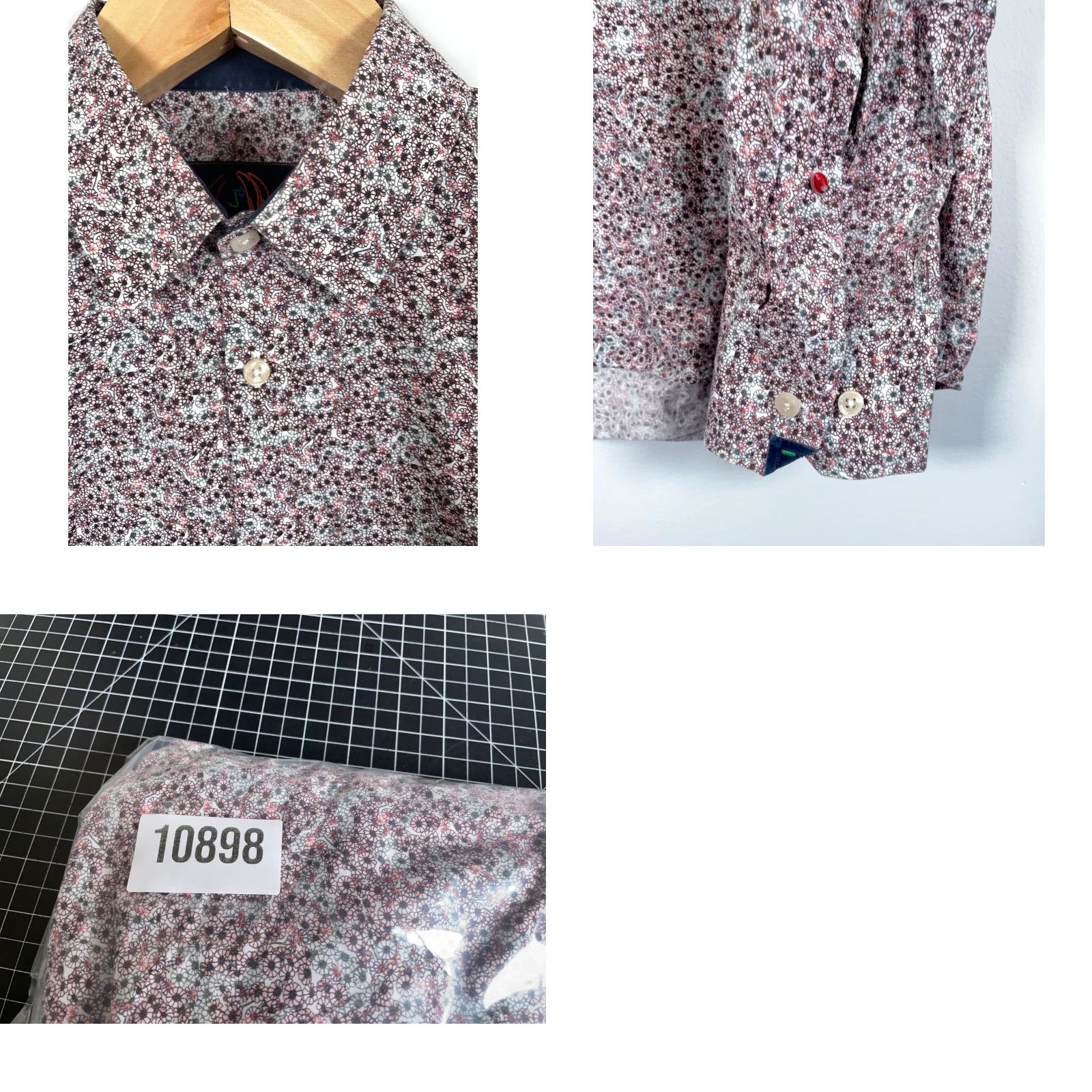 Vintage John Lennon Shirt Men's Large Red Floral Pattern Long Sleeve Jeans? Size US L / EU 52-54 / 3 - 9 Thumbnail
