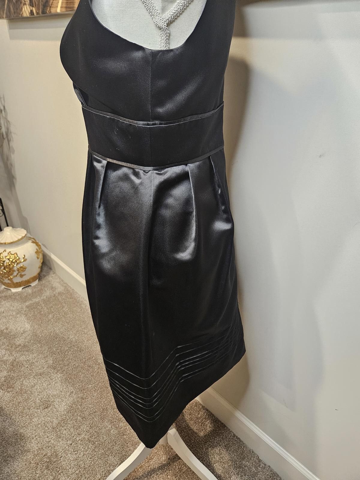 Designer maxandcleo Elegant Black Satin Dress #H48 Size M / US 6-8 / IT 42-44 - 2 Thumbnail