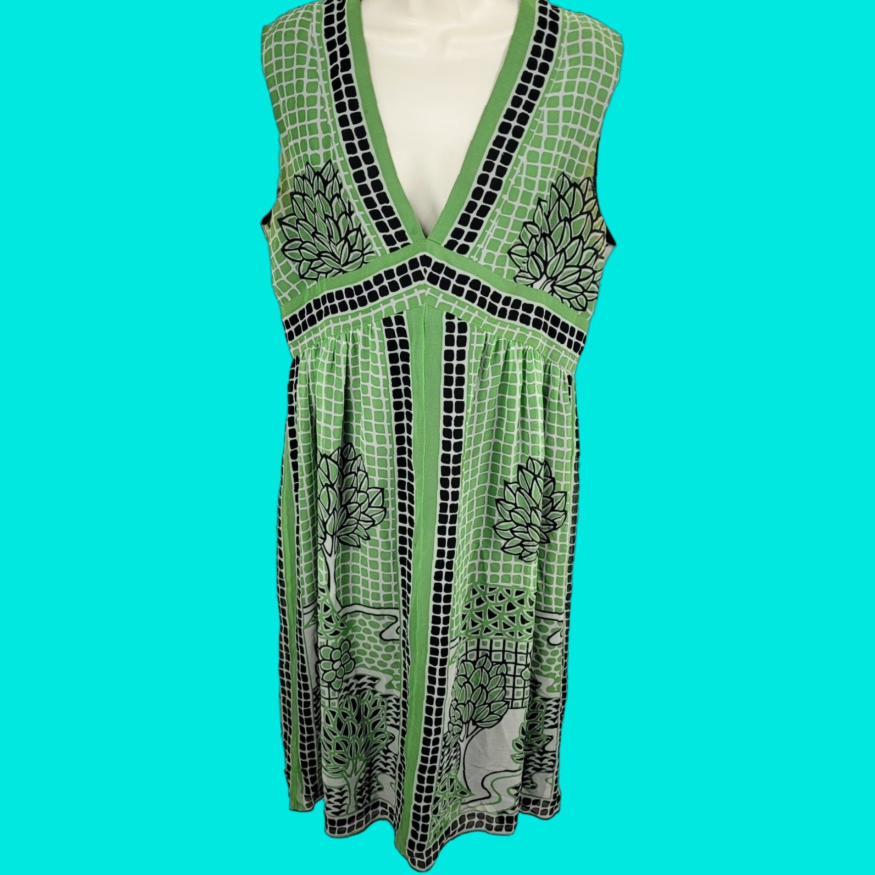 Anna Sui ANNA SUI ANTHROPOLOGIE GREEN SILK CHIFFON SLEEveless MIDI DRESS 12  Bohemian Vintage? (note: avoid N/A) | Grailed