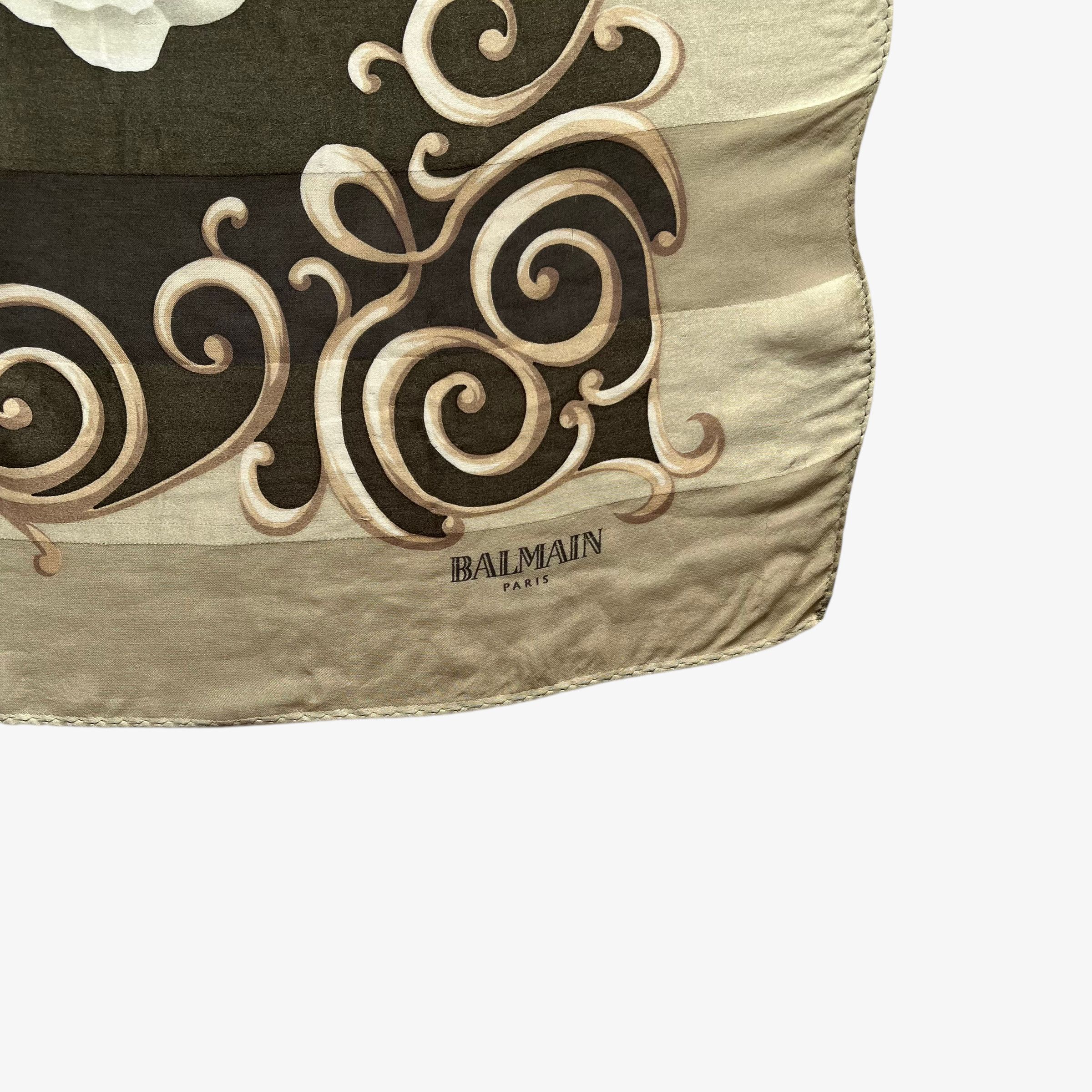 Balmain Vintage 90s Pierre Balmain Floral Print Striped Silk Scarf Size ONE SIZE - 2 Thumbnail