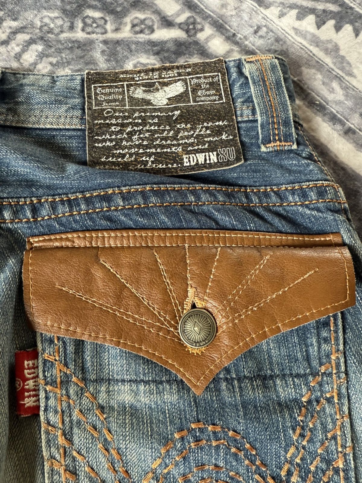 Japanese Brand Edwin 431 XV Over Stitched Western Japanese Flare Jeans Size US 29 - 12 Thumbnail