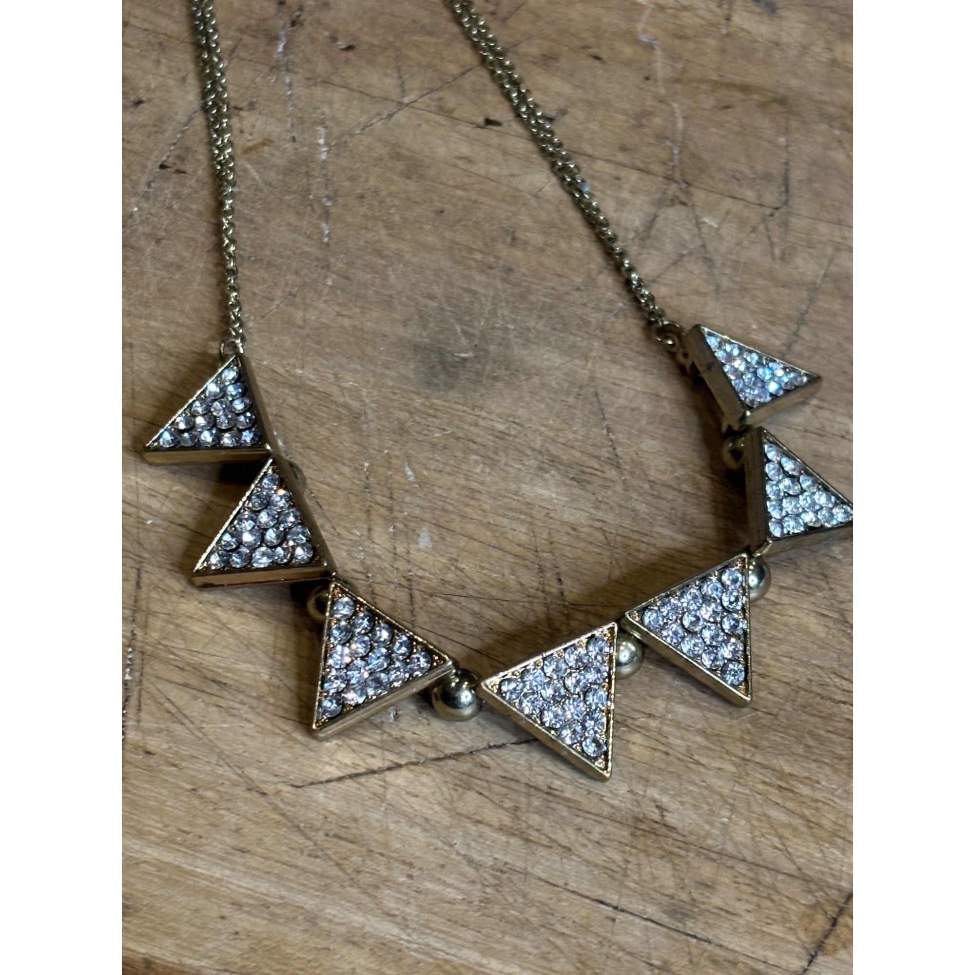 Other Gold-Tone Triangle Statement Necklace With Rhinestone Accent Size ONE SIZE - 3 Thumbnail