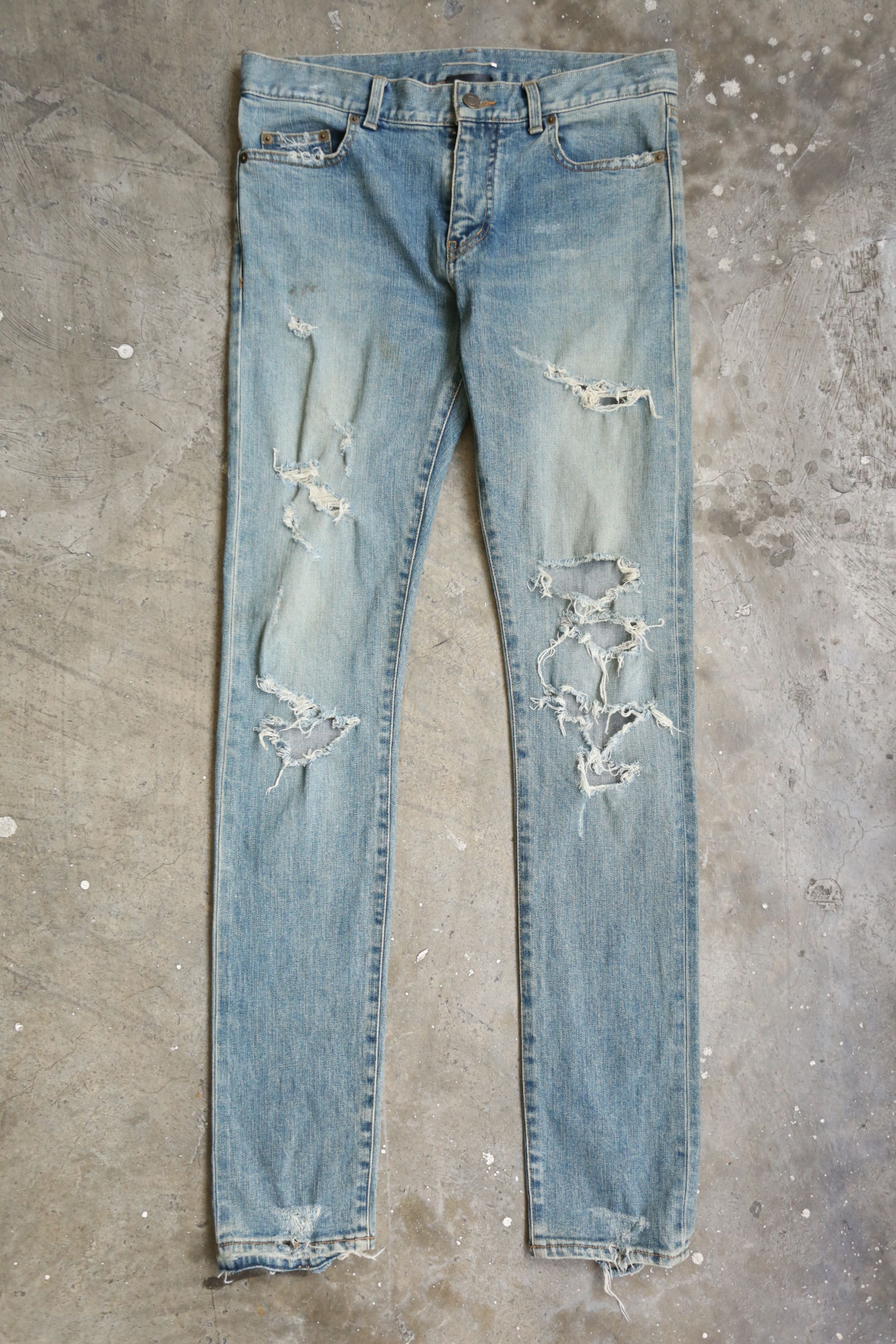 Saint Laurent Paris SLP - Hedi Slimane - F/W 15 - D02 Crash Denim Jean Size US 30 / EU 46 - 1 Thumbnail