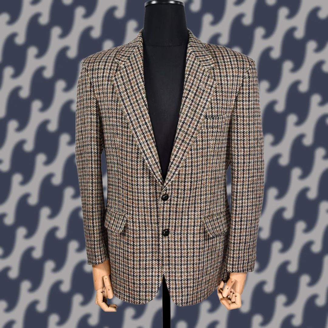 Harris Tweed Harris Tweed Blazer Shirt England Houndstooth Men's Wool 40" 18 Multicolor Chest 22" Very Good Pattern 80s/90s Mens Size 48R - 1 Thumbnail