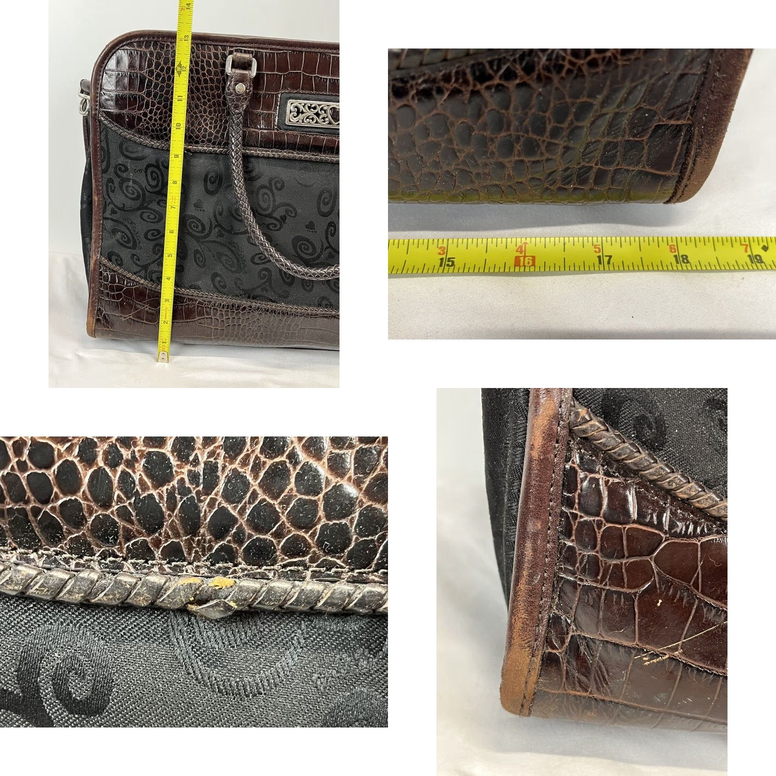 Brighton VINTAGE Brighton Overnight Travel Bag Women Large Black Brown Leather Canvas Size ONE SIZE - 8 Thumbnail