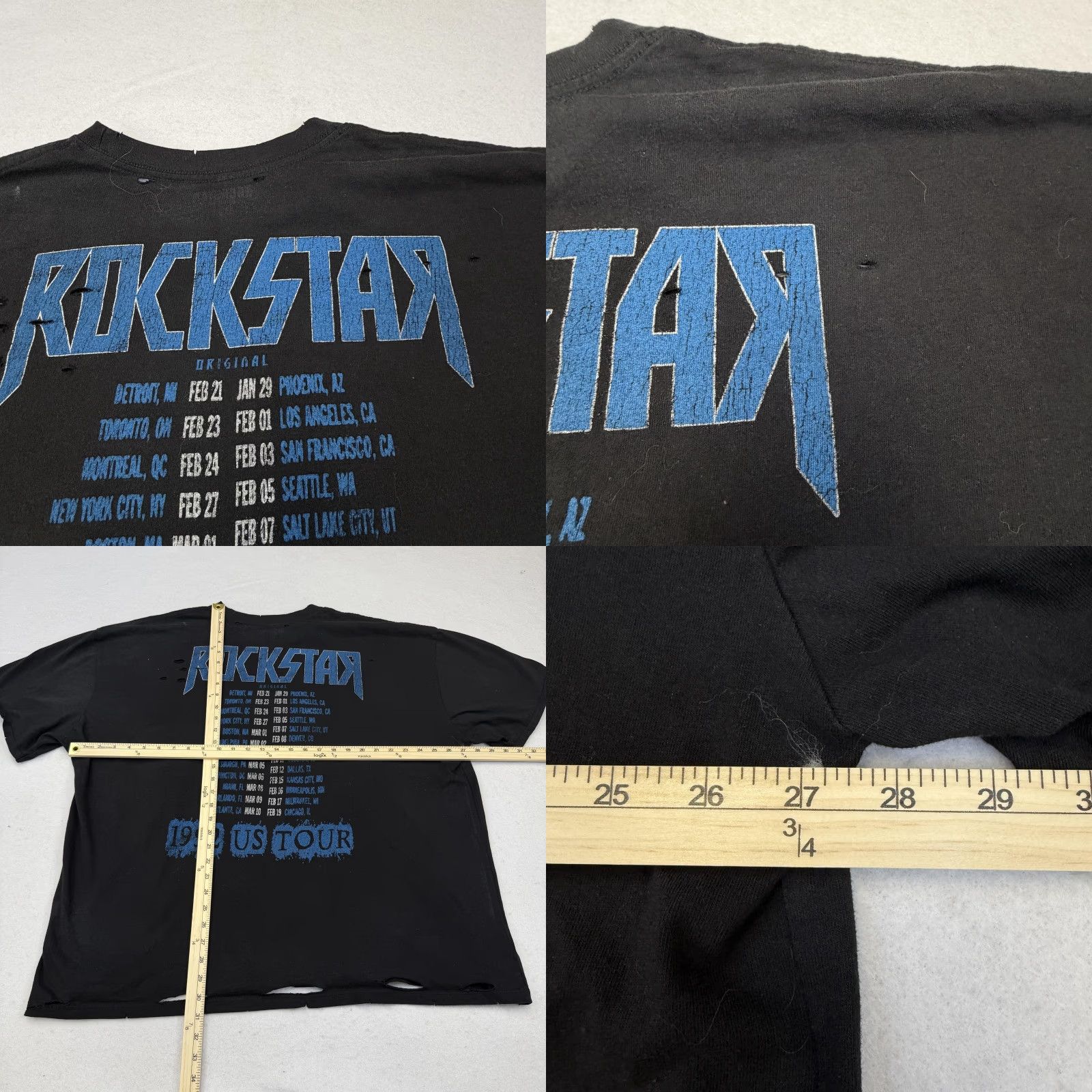 Vintage VINTAGE Rockstar Original Shirt Mens 3XL Black Skull Rock Band 1992 US Tour Graphic Tee Size US XXL / EU 58 / 5 - 9 Thumbnail