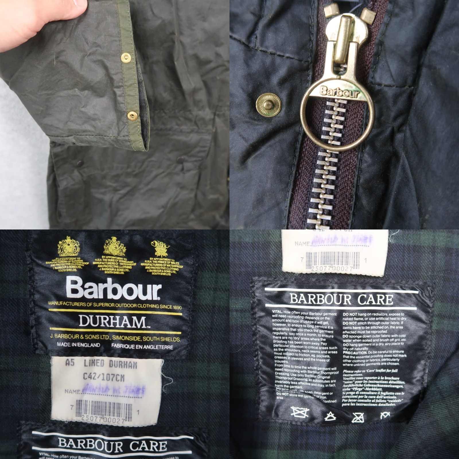 Barbour VINTAGE Barbour Jacket Durham Waxed Lined Green 90s Mens M Mid-Length 107CM/42” Reactive: 90s, Countries, Walking, Overcoat, Casual, Regular, Barbour. Size US M / EU 48-50 / 2 - 8 Thumbnail