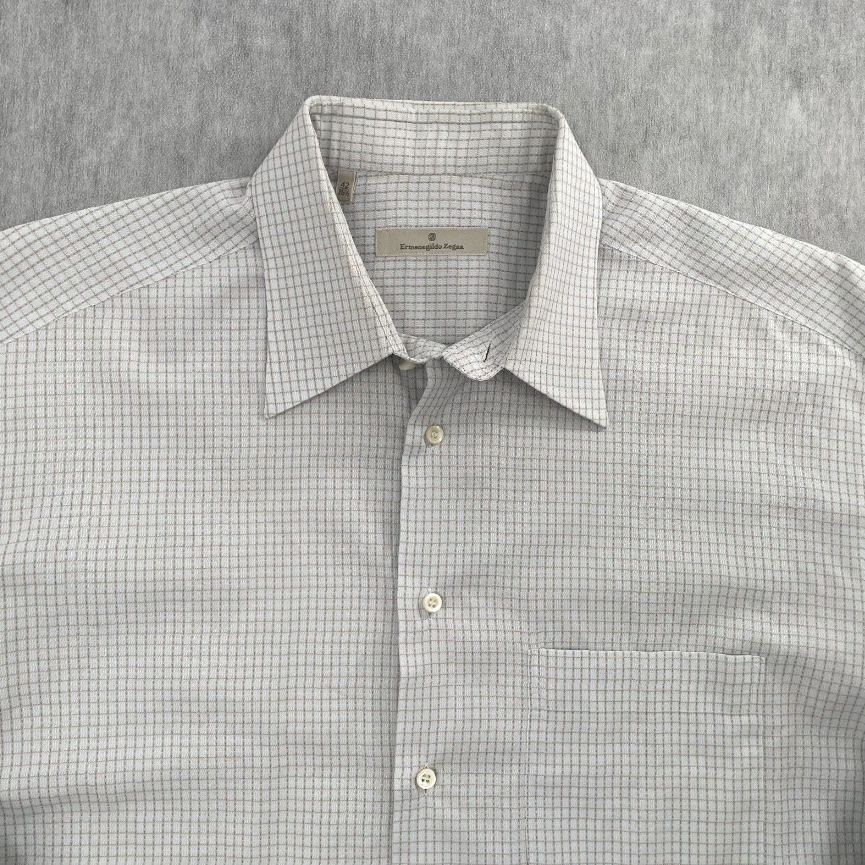 Ermenegildo Zegna VINTAGE Ermenegildo Zegna Shirt Mens Long Sleeve Button Up 16.5/42 Blue Checkered Casual Business Size US L / EU 52-54 / 3 - 3 Thumbnail