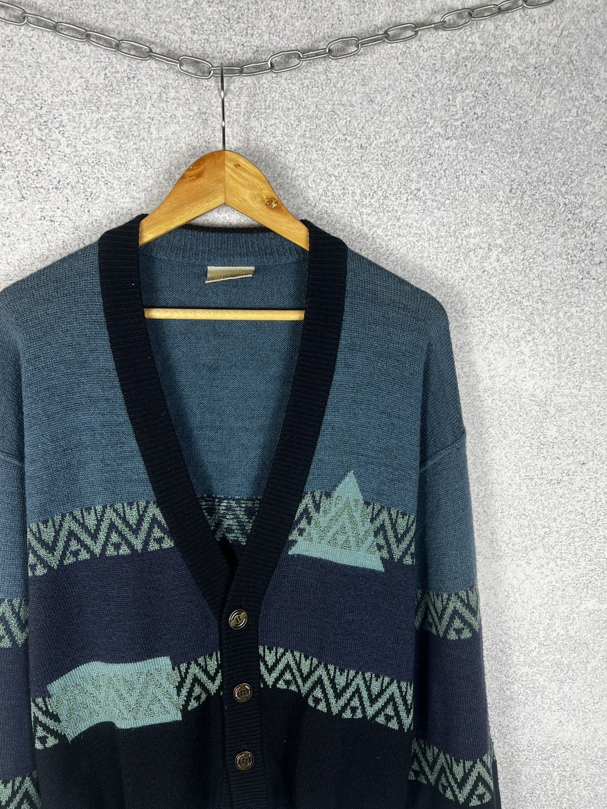 Vintage Vintage 80s Maselli Art Abstract Pattern Knitted Cardigan Size US L / EU 52-54 / 3 - 2 Thumbnail