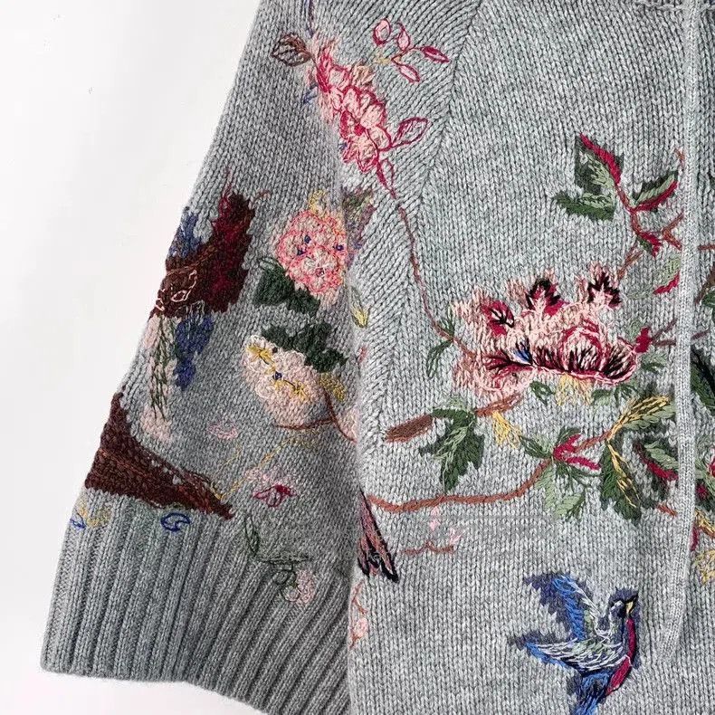Dior Dior Gray Floral Cashmere Hooded Sweater. Size US S / EU 44-46 / 1 - 4 Thumbnail