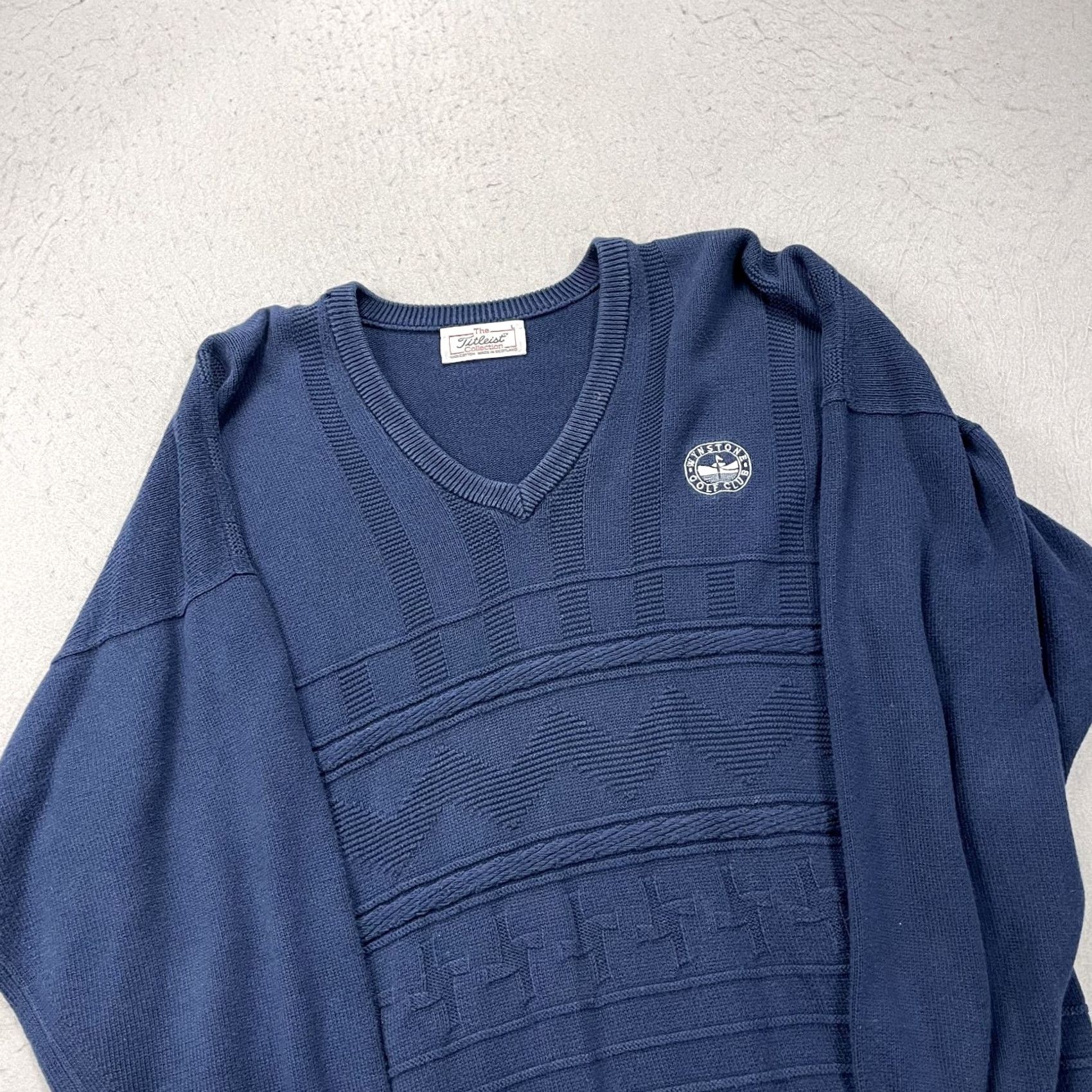 Titleist VINTAGE Titleist Golf Sweater Mens Large Blue Textured V Neck Knit Wynstone 90s Size US L / EU 52-54 / 3 - 3 Thumbnail