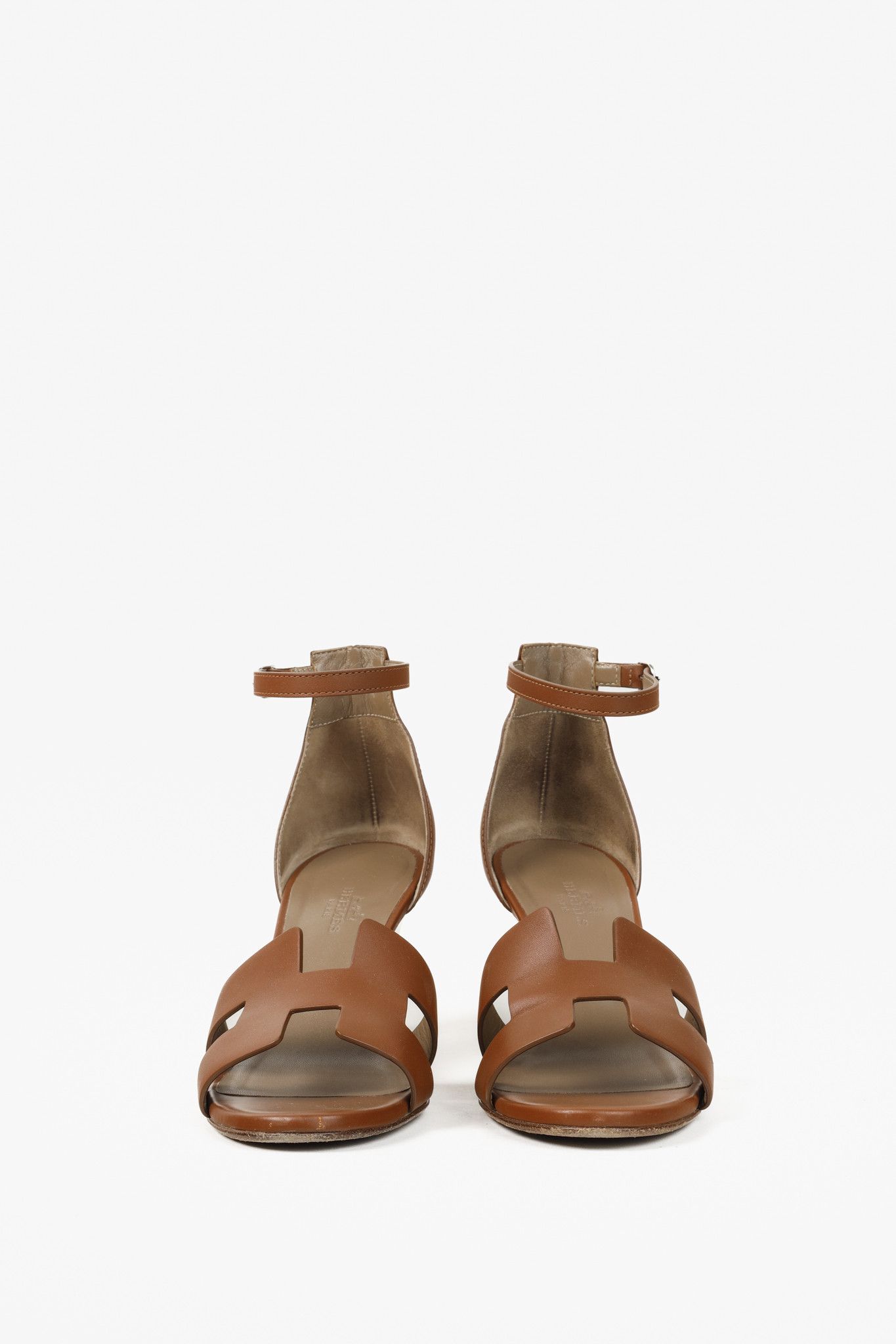Hermes Hermes Legend Gold Brown H Cut-Out Wedge Sandals Size US 7 / IT 37 - 2 Thumbnail