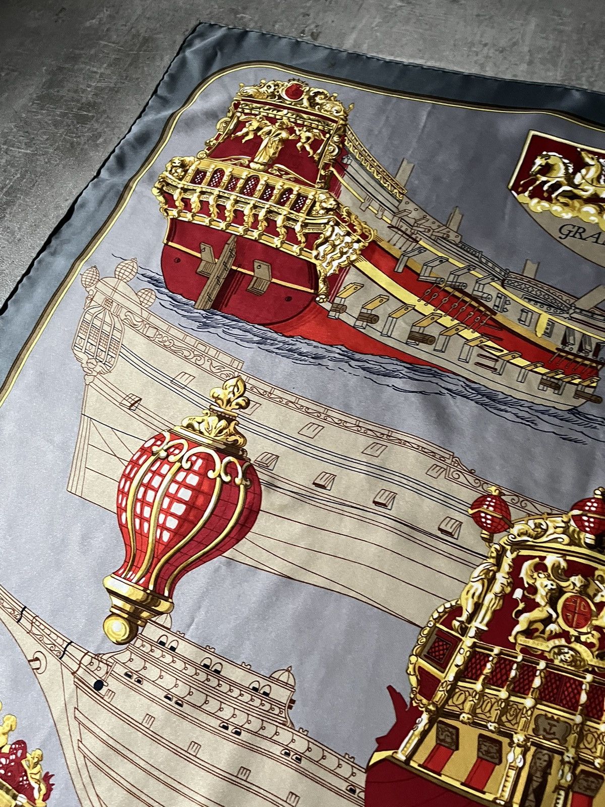 Hermes Hermes silk scarf Grande Marine Marie-Francoise Heron 1979 Size ONE SIZE - 5 Thumbnail