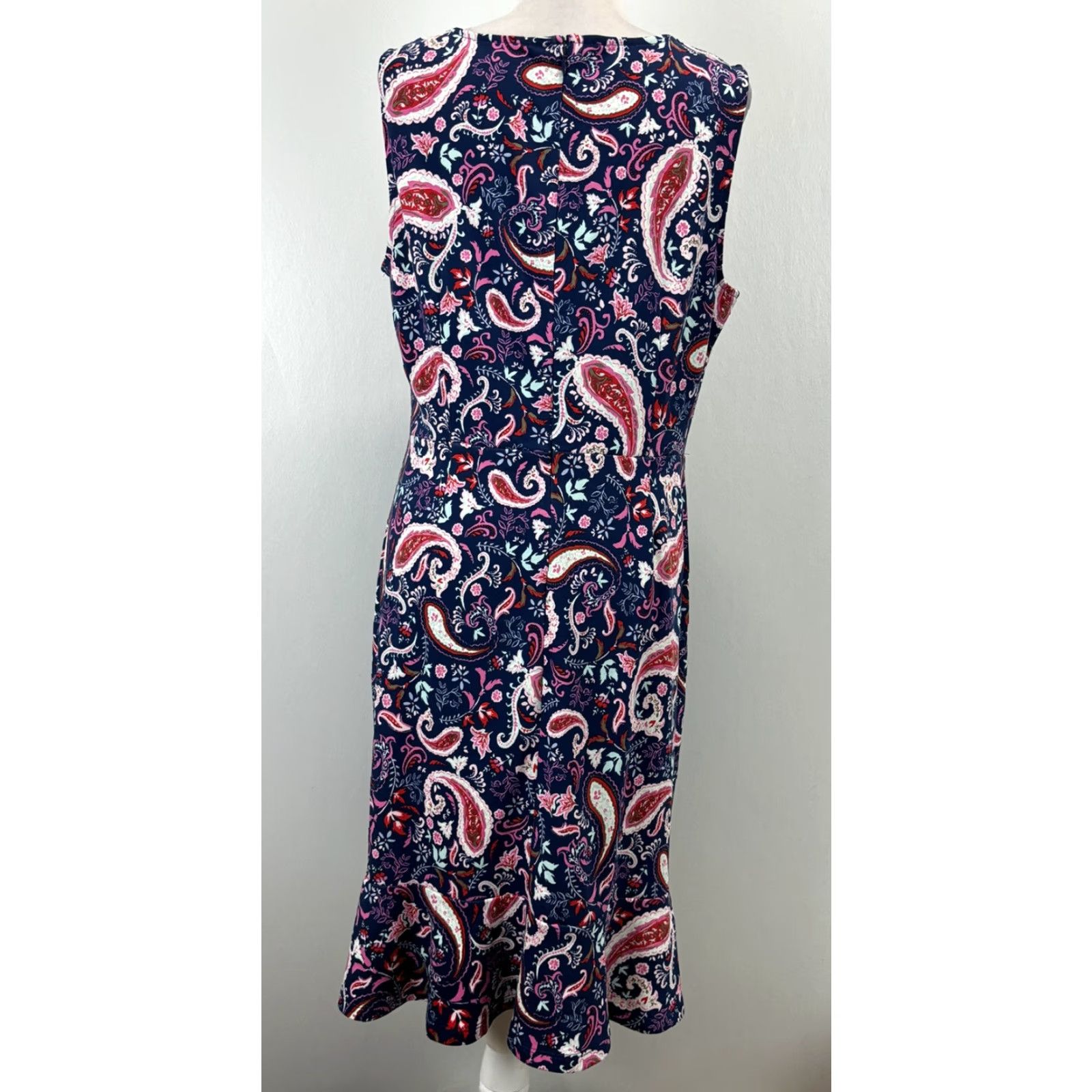 Talbots Talbots Fit & Flare Sleeveless Dress XL Multicolor Paisley Cotton Knee Length Womens Size XL / US 12-14 / IT 48-50 - 3 Thumbnail