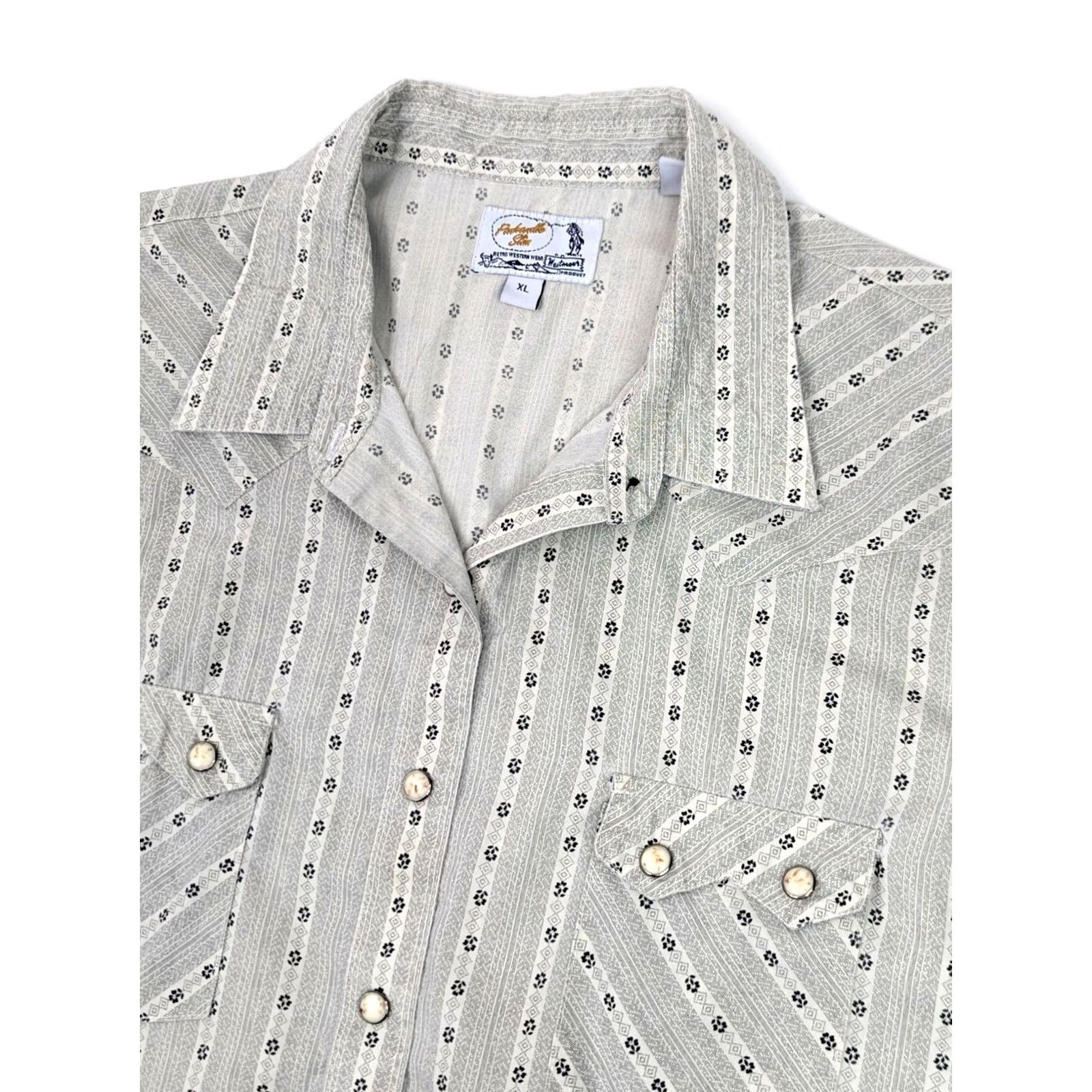 Vintage Vtg Panhandle Slim Western Shirt Men XL Geometric Stripe Pearl Snap Button-Up Casual Western Shirt Size US XL / EU 56 / 4 - 2 Thumbnail