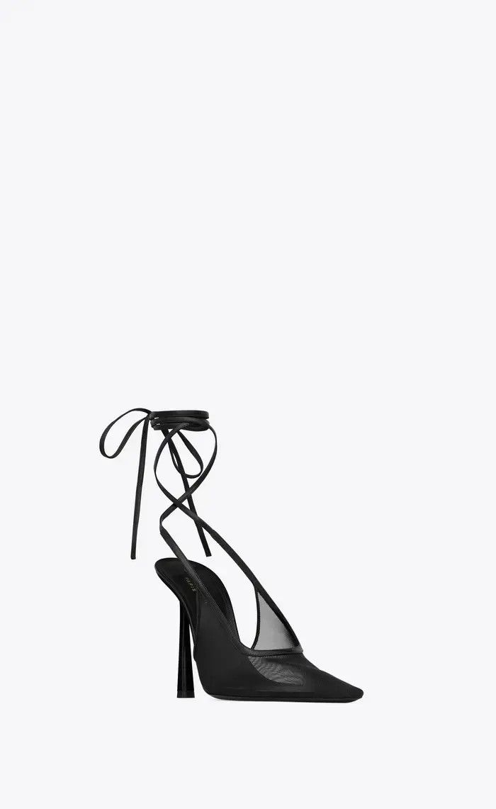 Saint Laurent Paris oc11z1225 776291 OXALIS Slingback Pumps in Mesh in Black Size US 6 / IT 36 - 4 Thumbnail