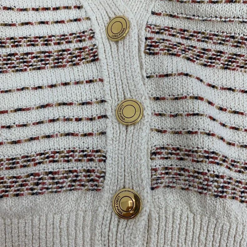Loro Piana Loro Piana Multicolor Striped Cotton V-neck Single-breaste Size XS / US 0-2 / IT 36-38 - 5 Thumbnail