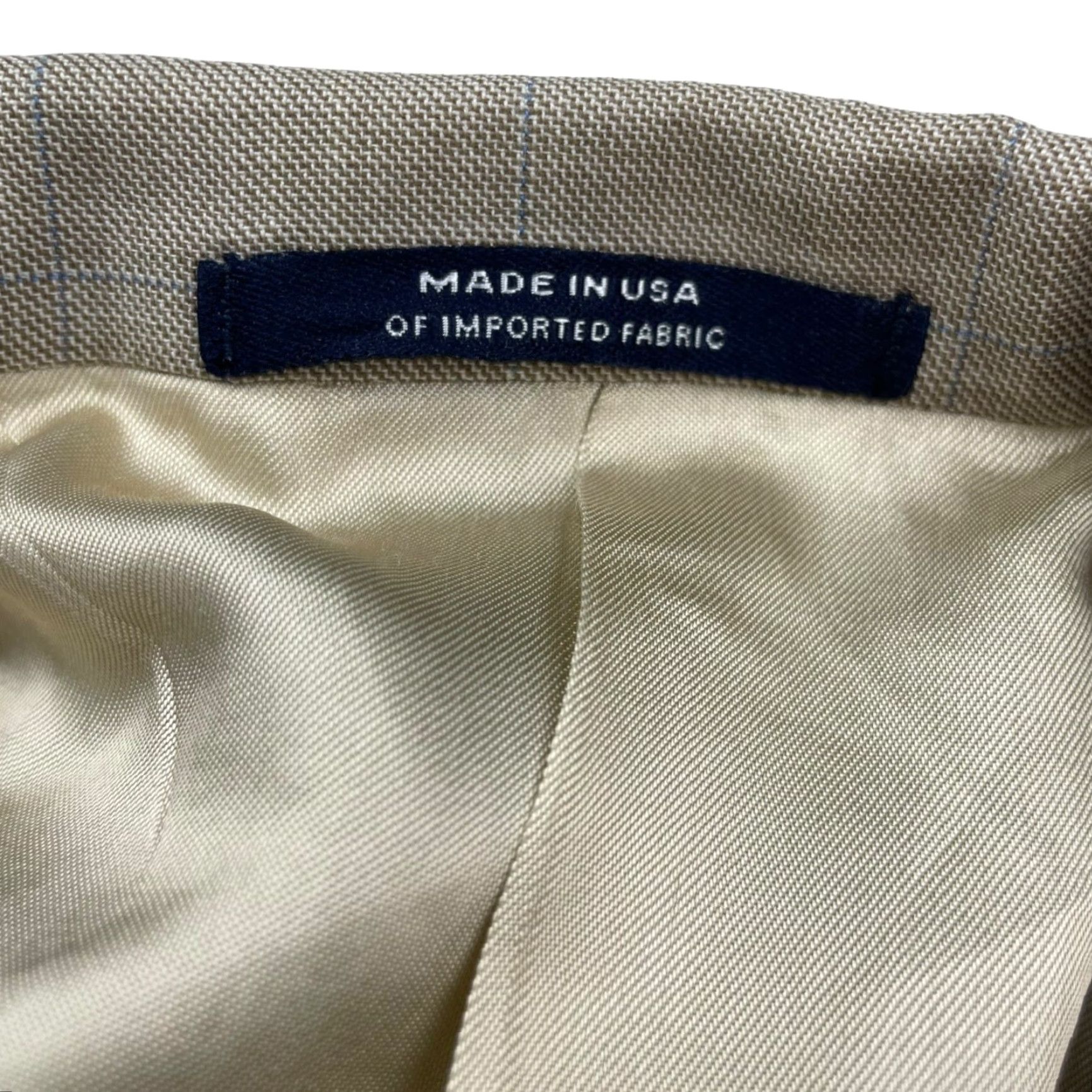 Hart Schaffner Marx Hart Schaffner Marx Blazer Men 42R Wool Beige/Blue Windowpane Plaid 2-Button United States Jacket Size 42R - 5 Thumbnail