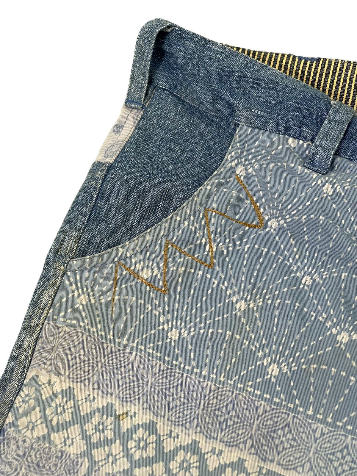 Japanese Brand Baggy Tapered Amina Japanese Pattern Thin Denim 6🟦6 Size US 35 - 9 Thumbnail