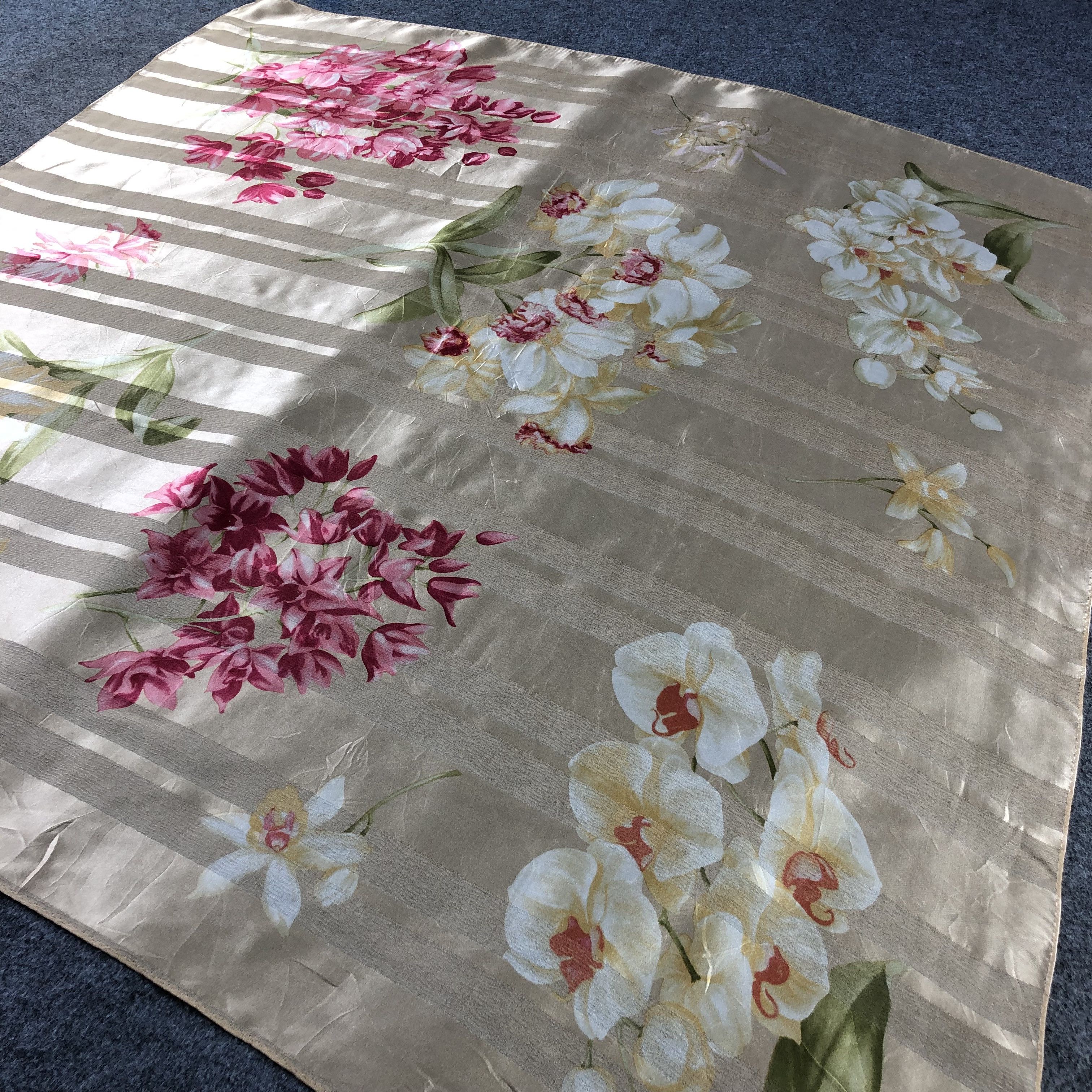 Vintage Floral Slit Thread Silk Scarf M867 Size ONE SIZE - 2 Thumbnail