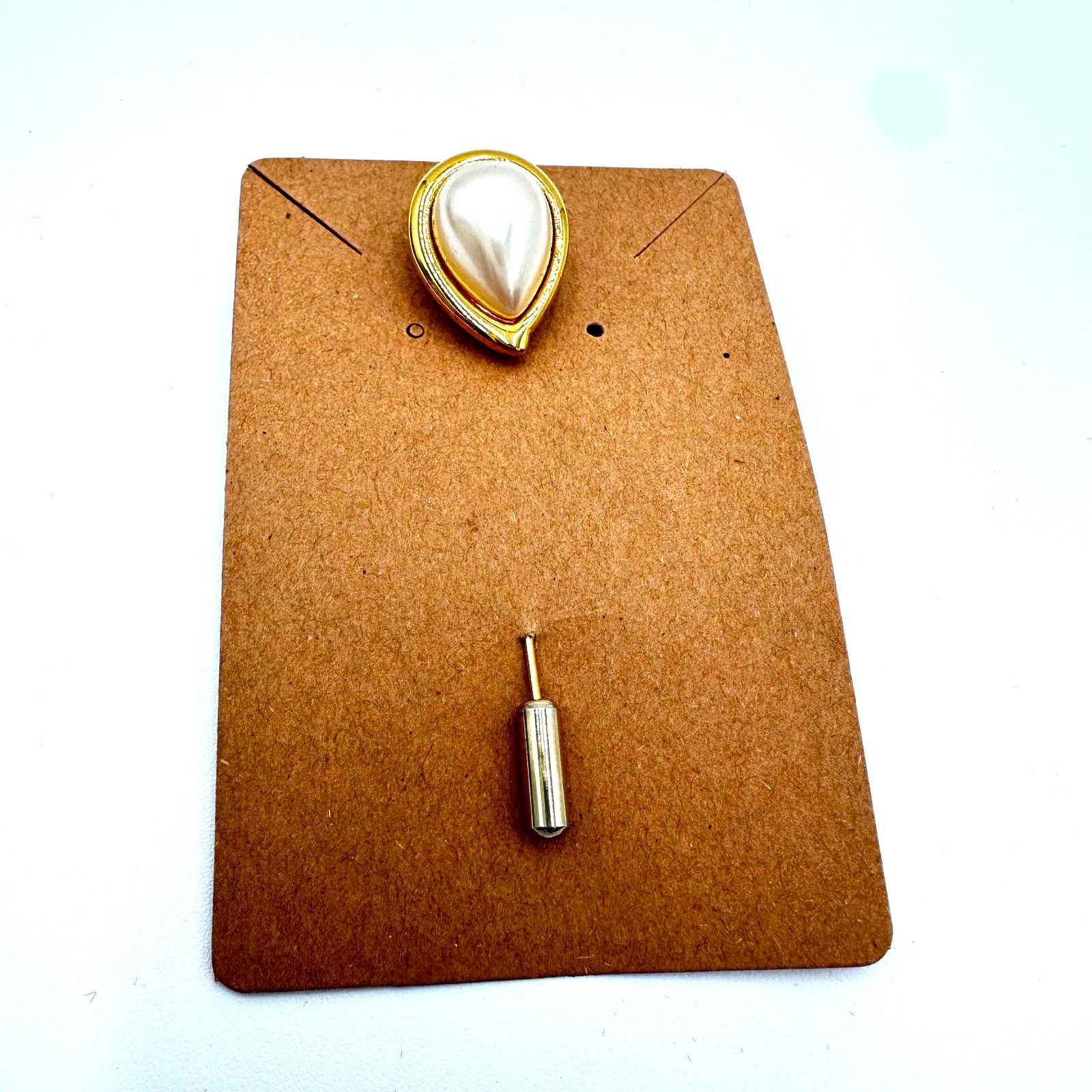 Monet Monet Mark VTG Faux Pearl & Gold Teardrop Brooch Pin 3" Size ONE SIZE - 4 Thumbnail