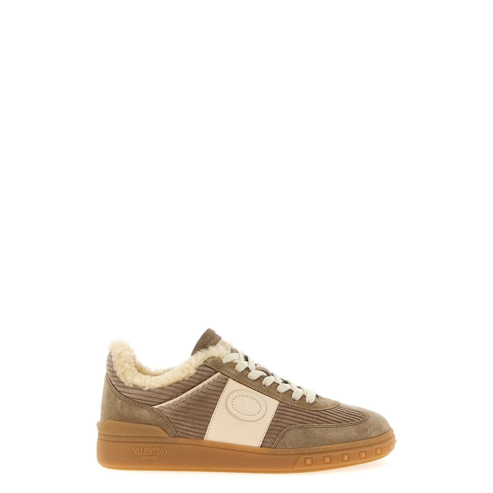 VALENTINO GARAVAN Upvillage Beige Leather/Fur Sneakers New &
