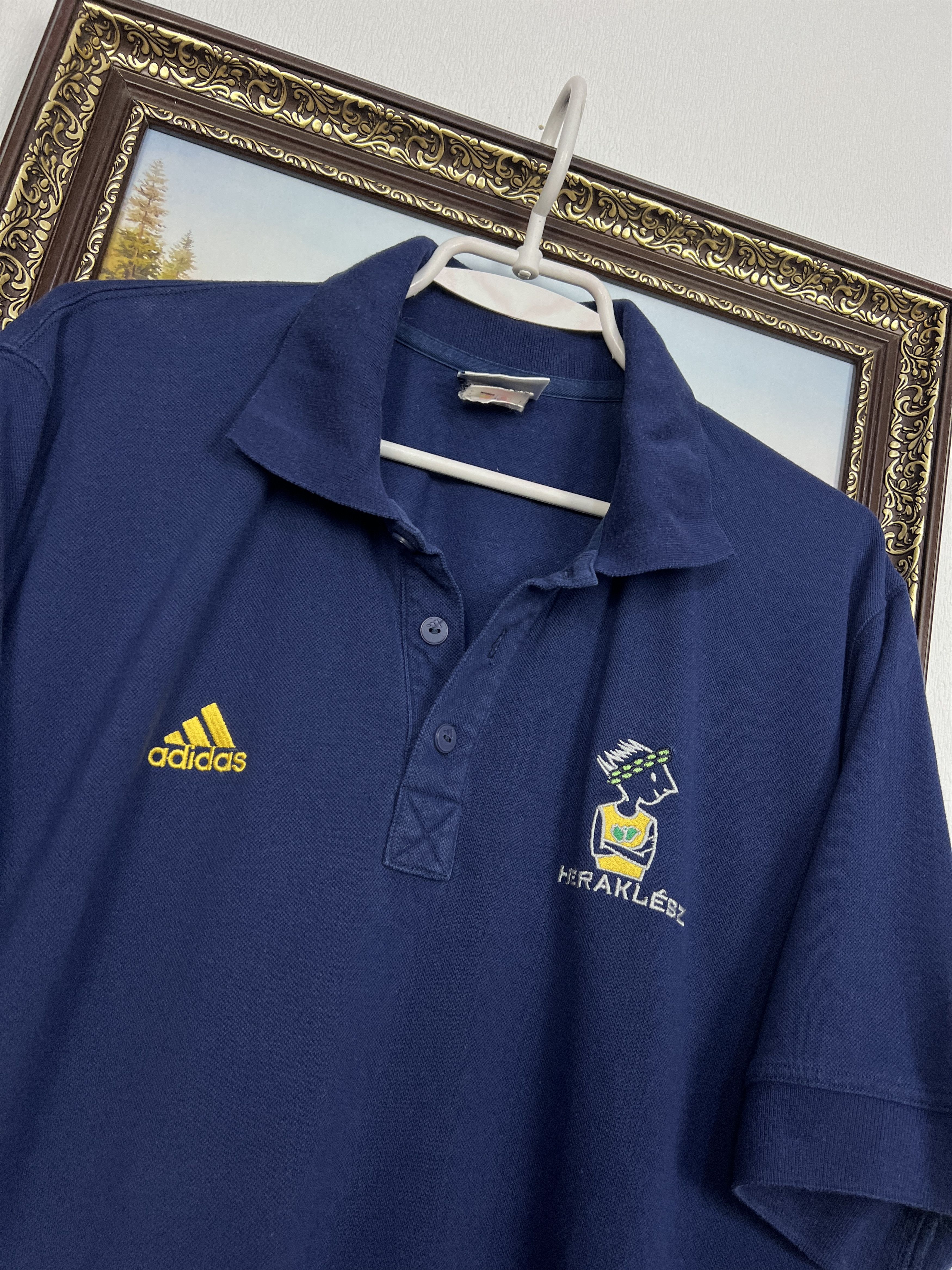 Adidas Vintage 90's Adidas Heraklesz Hungary Polo Shirt Jersey Rare Size US L / EU 52-54 / 3 - 3 Thumbnail