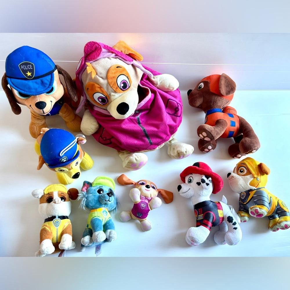 Designer Lot of 9 Paw Patrol Plush Dogs + 1 Bonus Needing Sewing Size ONE SIZE - 1 Thumbnail
